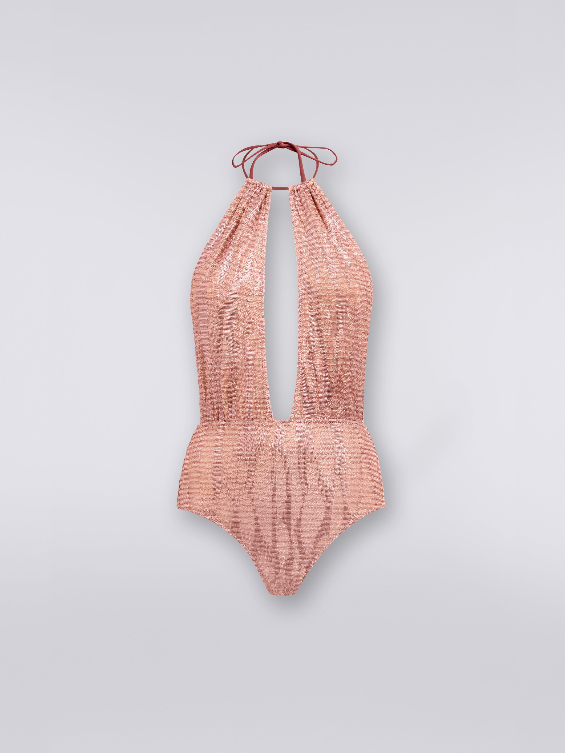 Maillot de bain une pièce en maille de viscose jacquard, Rose - 0