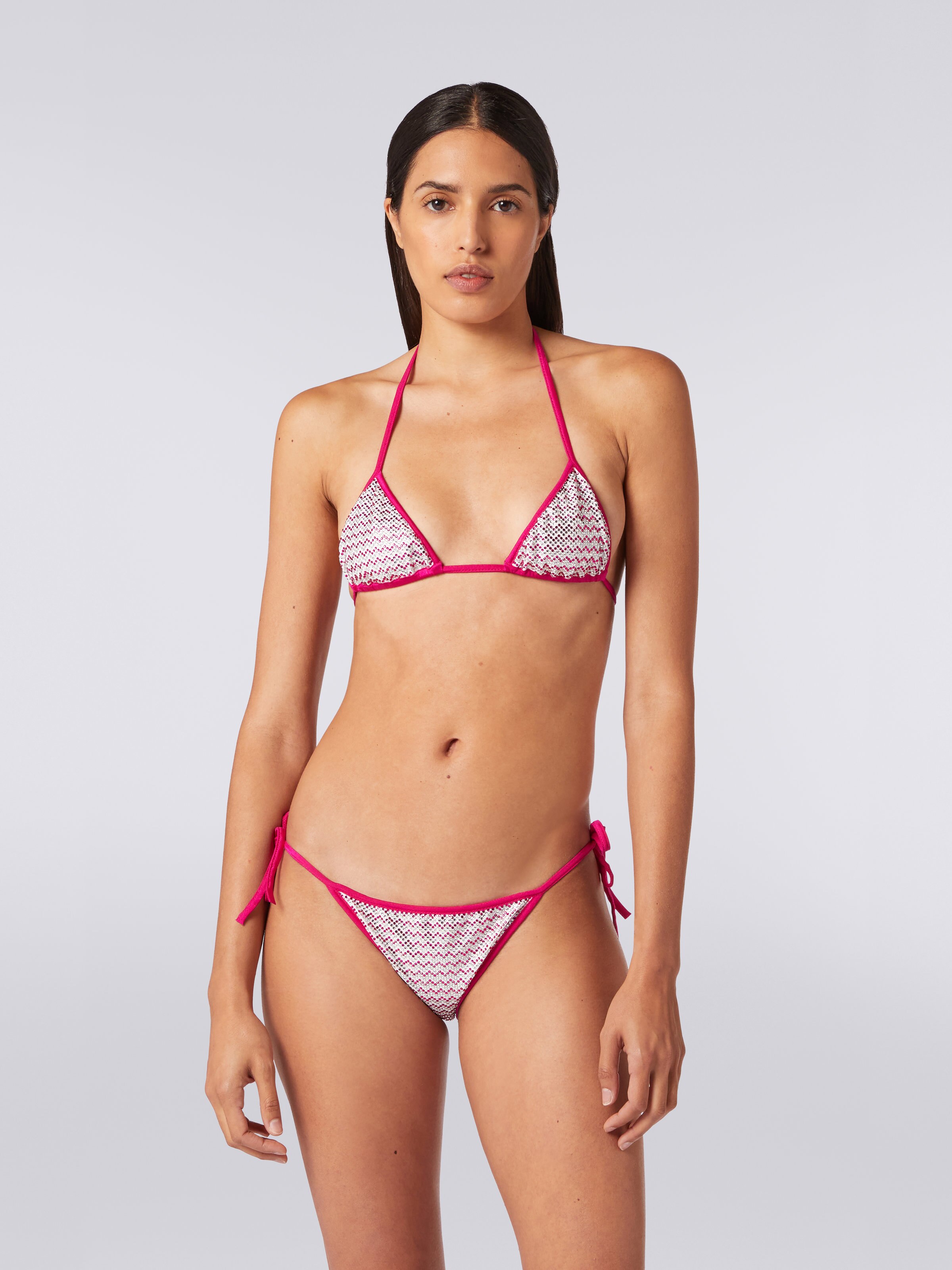 COSTUME BIKINI, Blanc & Fuchsia - 1
