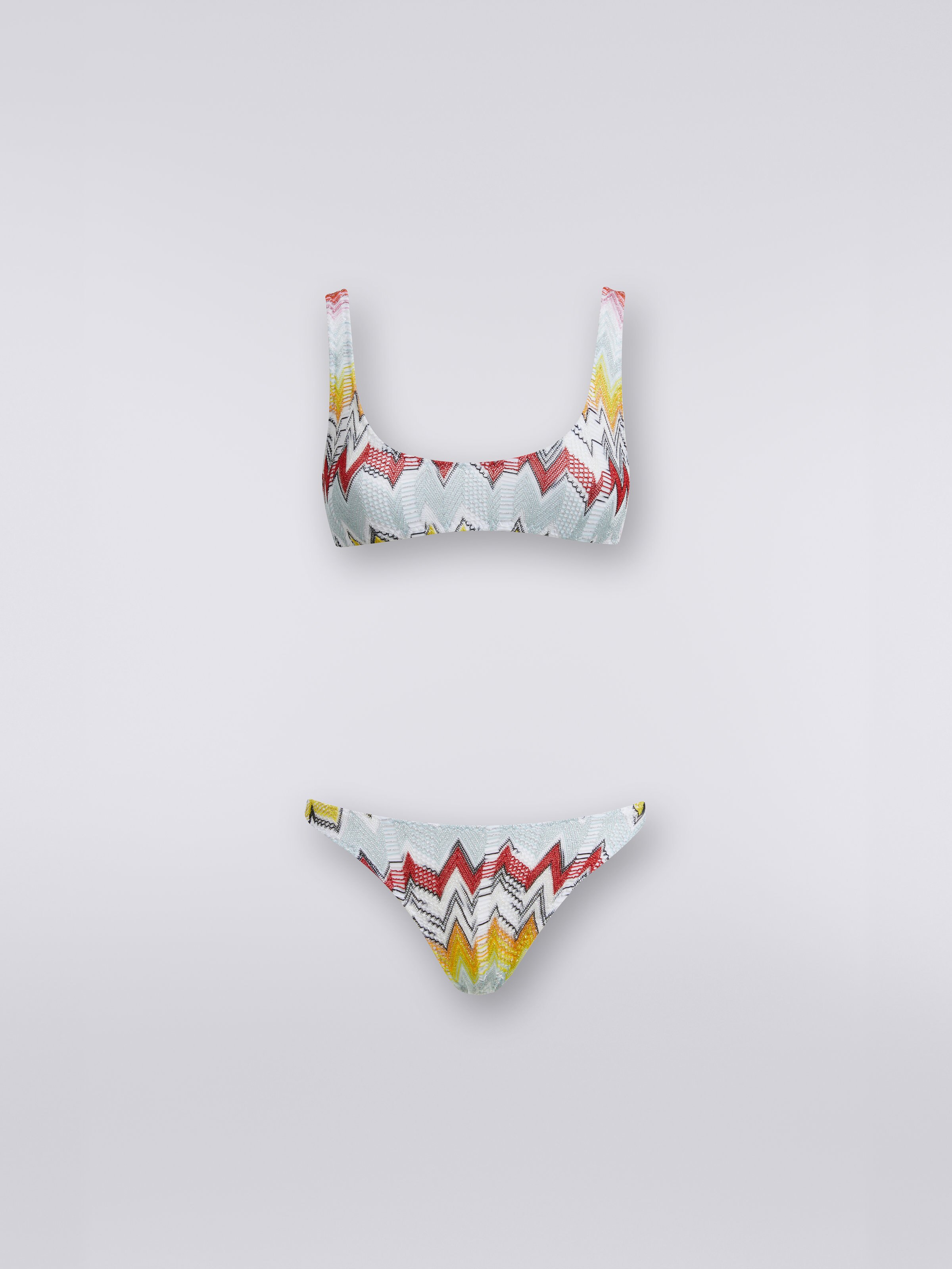 Zigzag knit bikini with multiple techniques, Multicoloured - 0