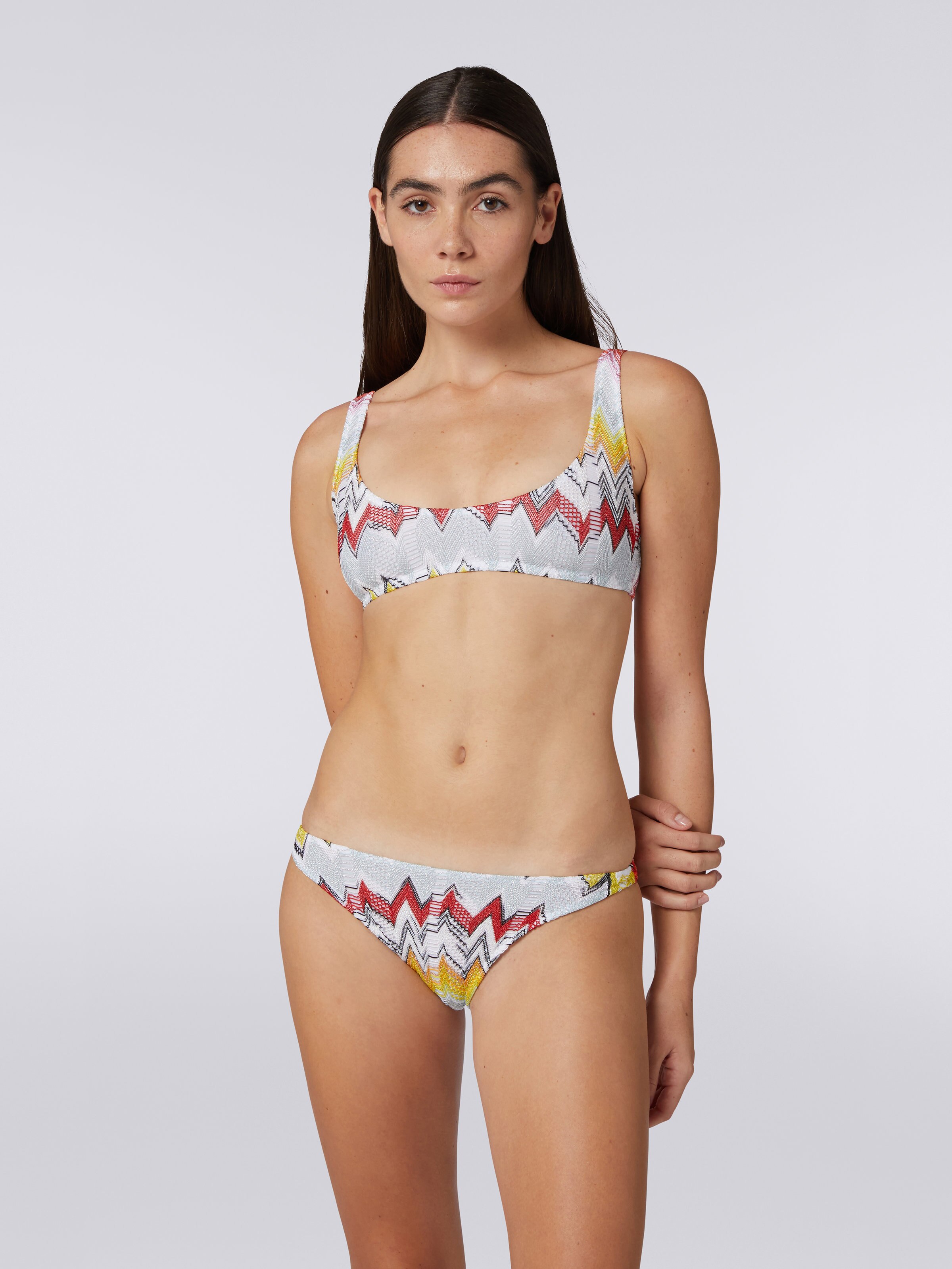 Zigzag knit bikini with multiple techniques, Multicoloured - 1