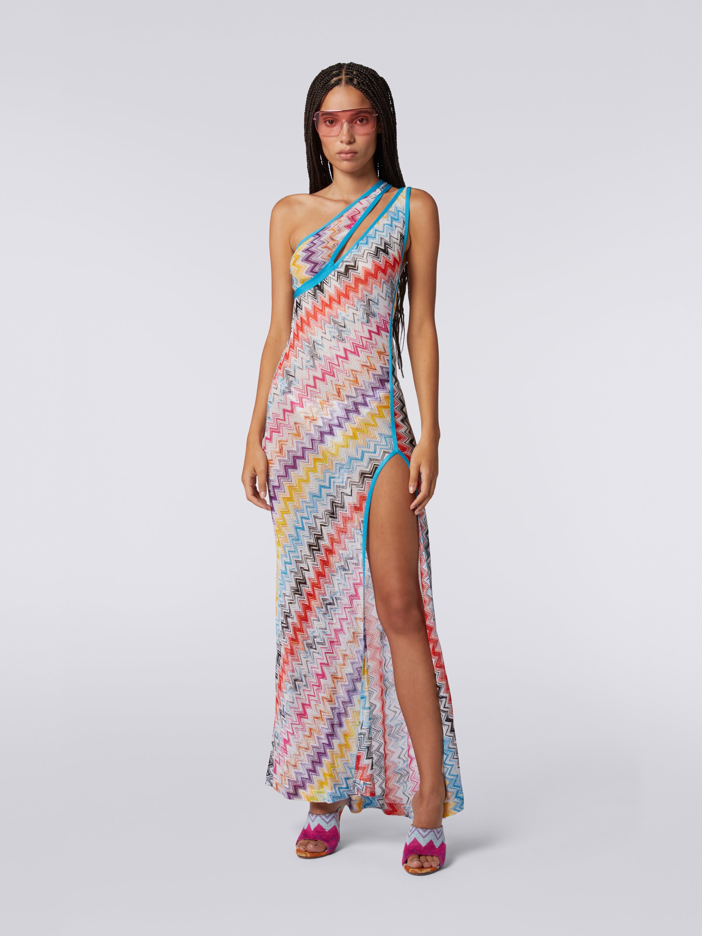 Long one-shoulder cover up, Multicoloured - 1