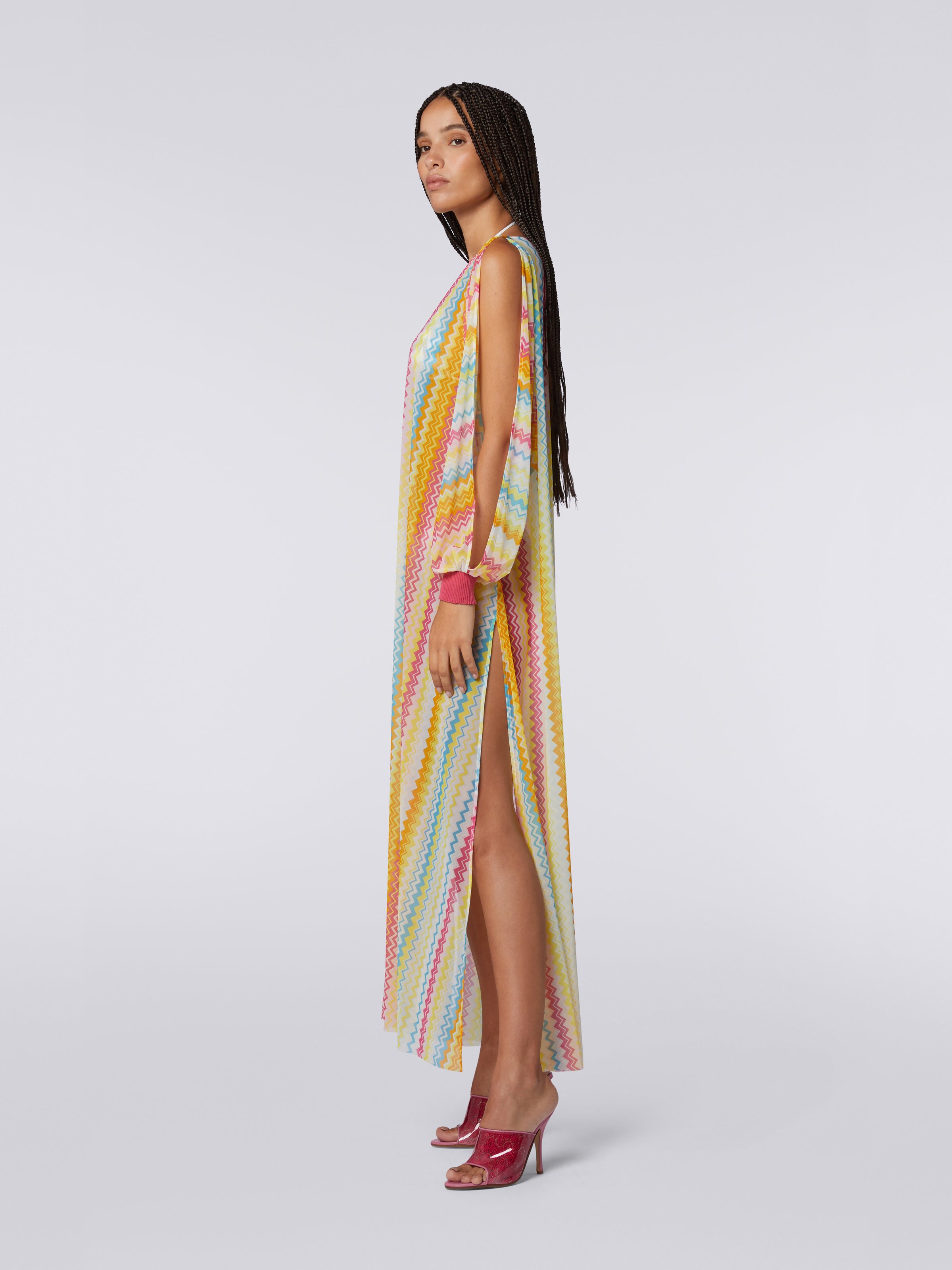 Langärmeliges langes Strandkleid, Mehrfarbig  - 2