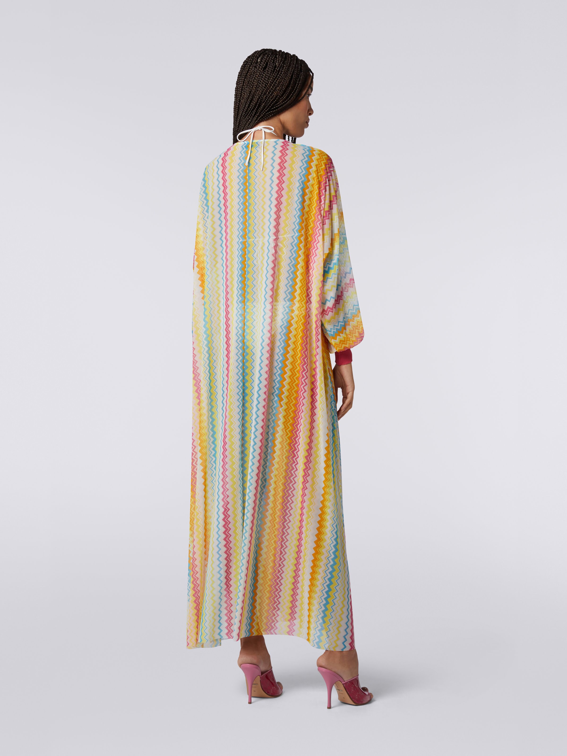 Langärmeliges langes Strandkleid, Mehrfarbig  - 3