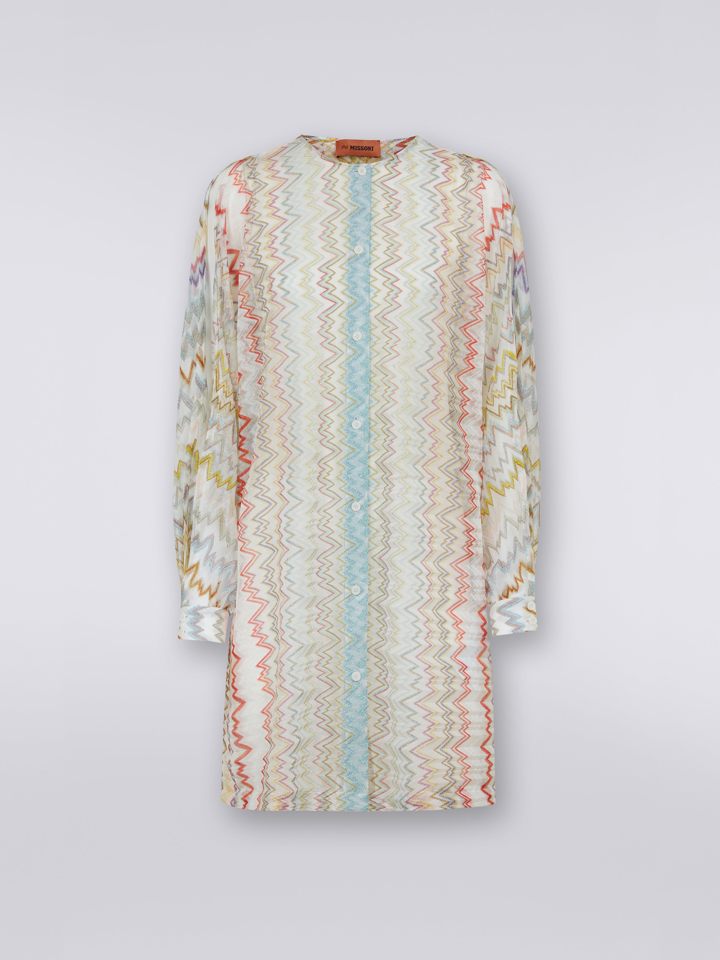 Silk cover up with open sleeves, Multicoloured  - 0