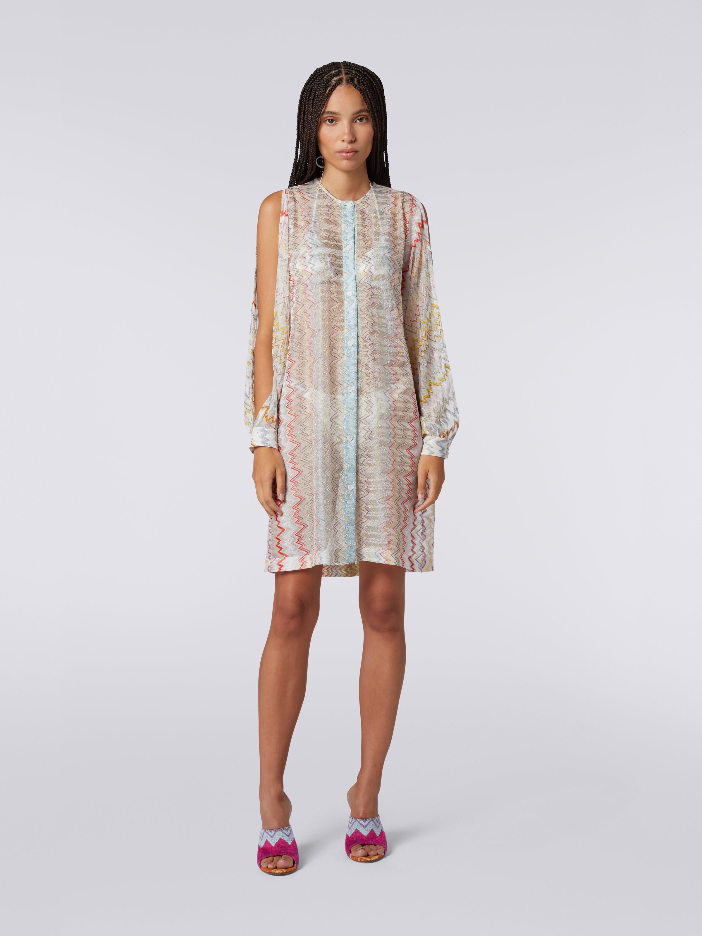 Silk cover up with open sleeves, Multicoloured  - 1
