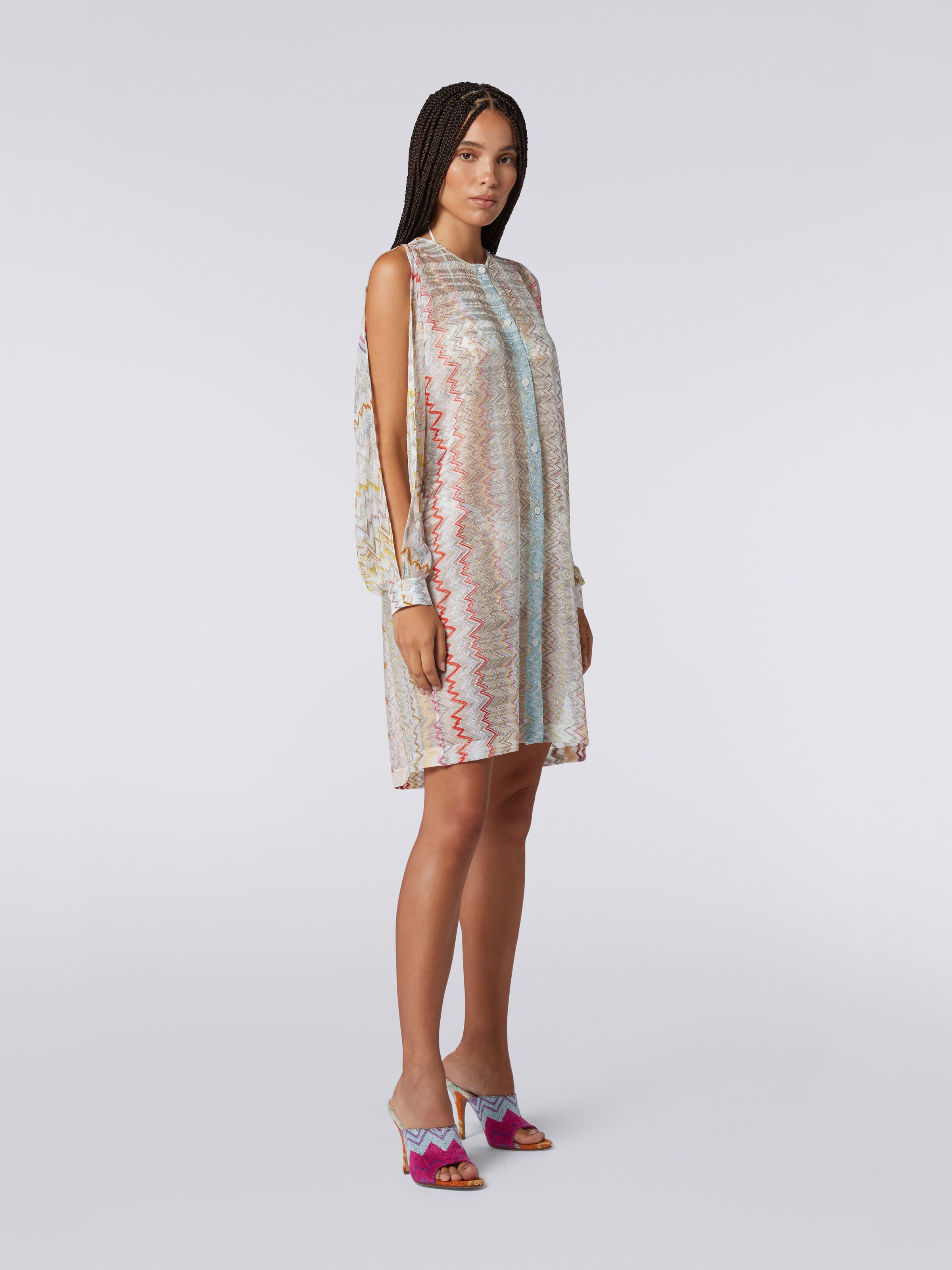 Silk cover up with open sleeves, Multicoloured  - 2