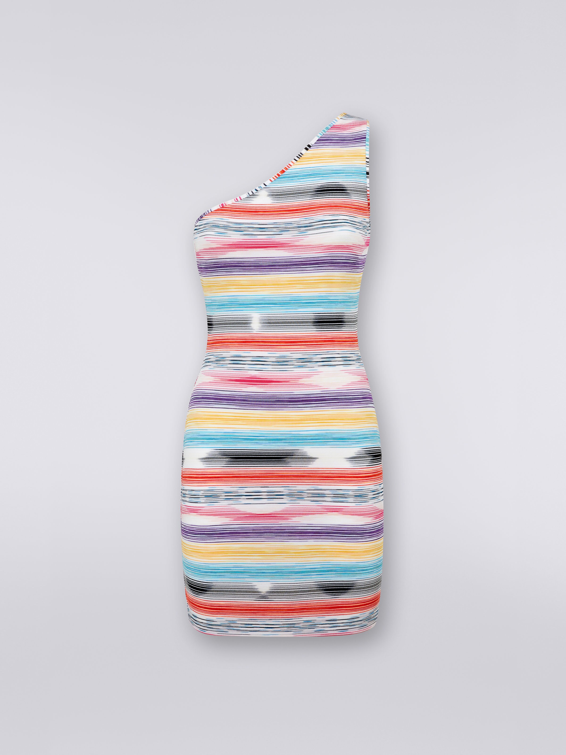 Copricostume corto monospalla fiammato, Multicolore - 0