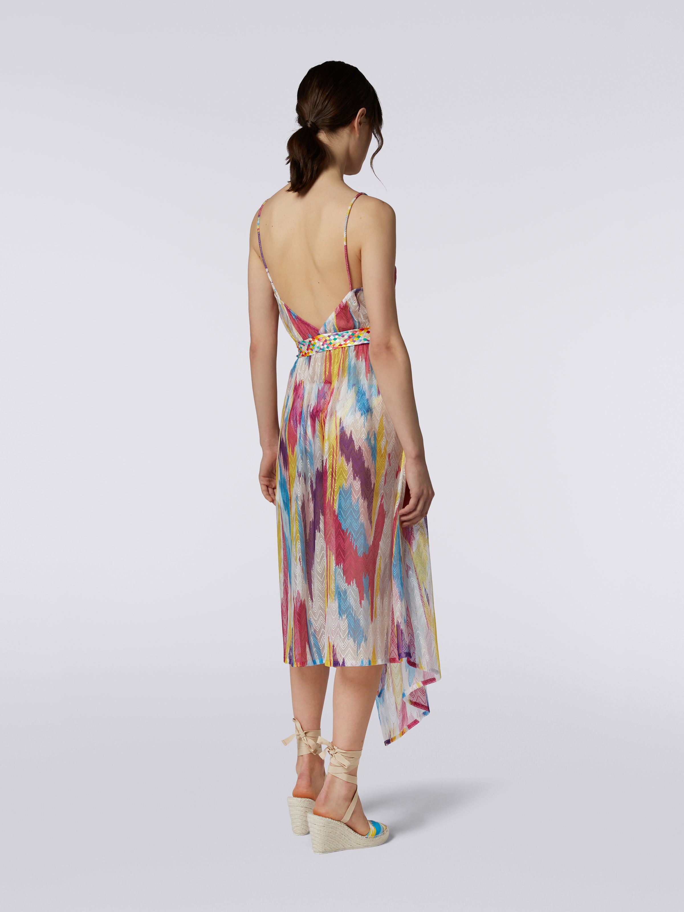 Midi cover up with braided belt, Multicoloured  - 3