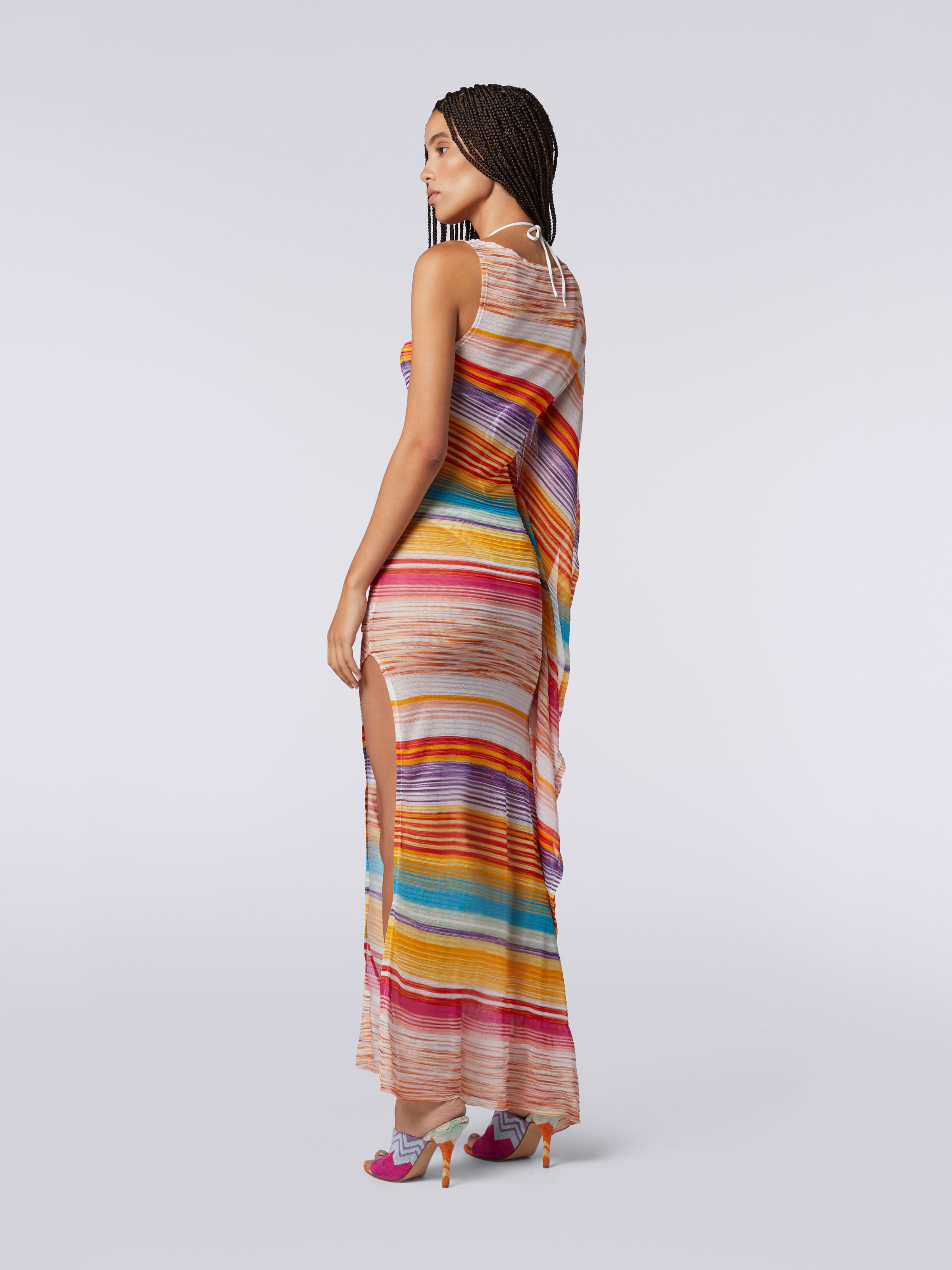 Langes, schulterfreies Strandkleid, Mehrfarbig  - 3