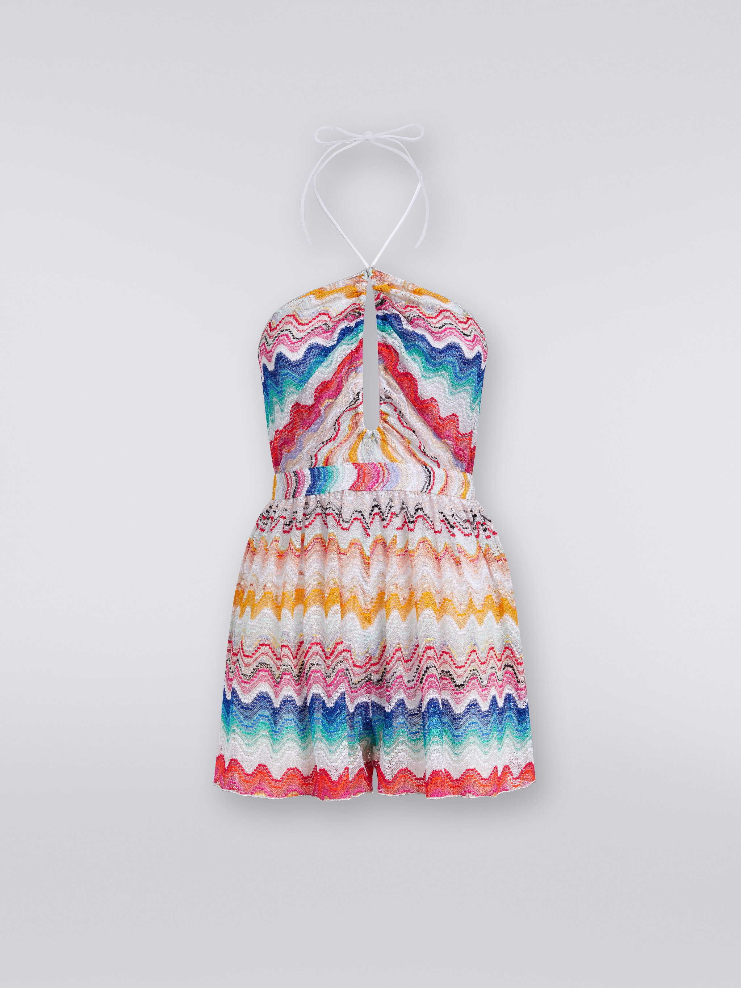 Wave motif romper with lurex, Multicoloured  - 0