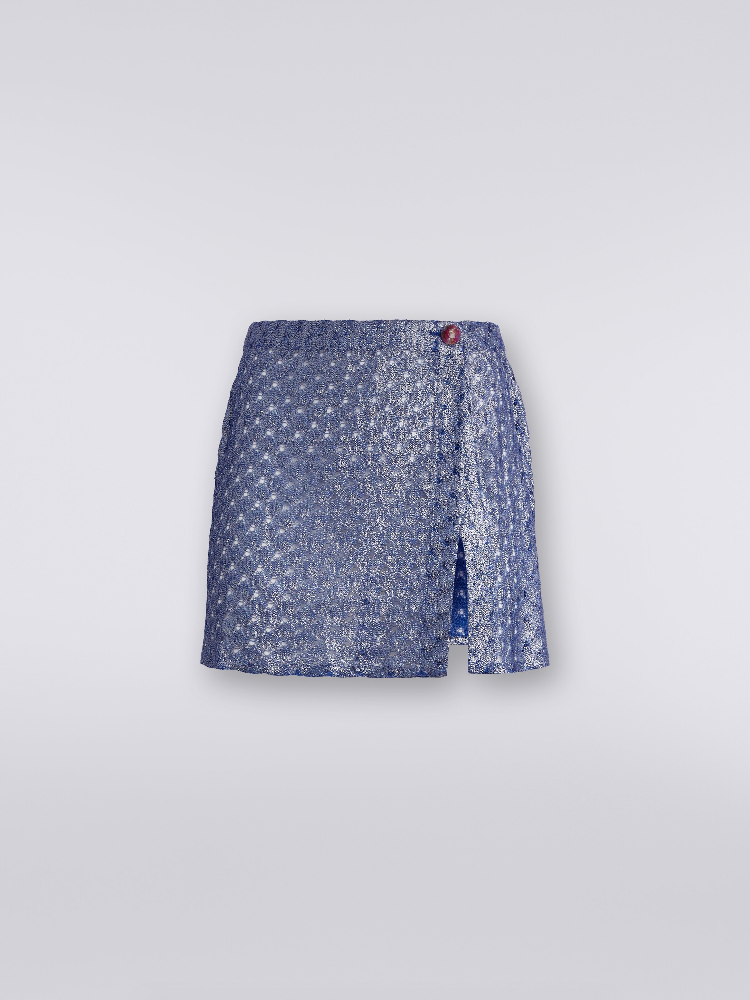 Lace effect wrap around miniskirt with glossy finish Blue Missoni