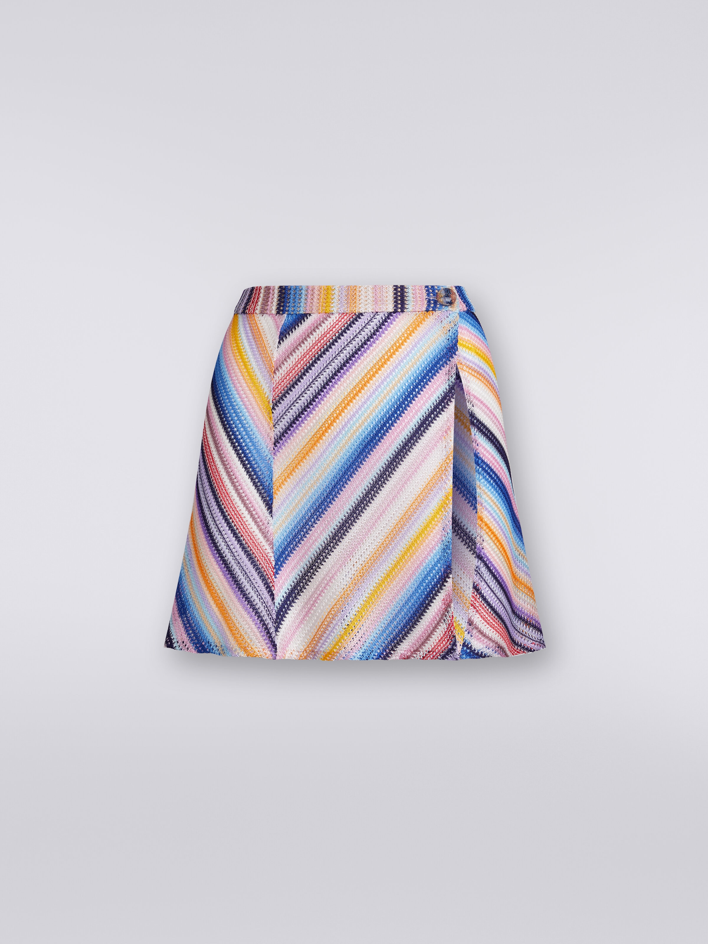 Mini-jupe style portefeuille en crochet, Multicolore  - 0