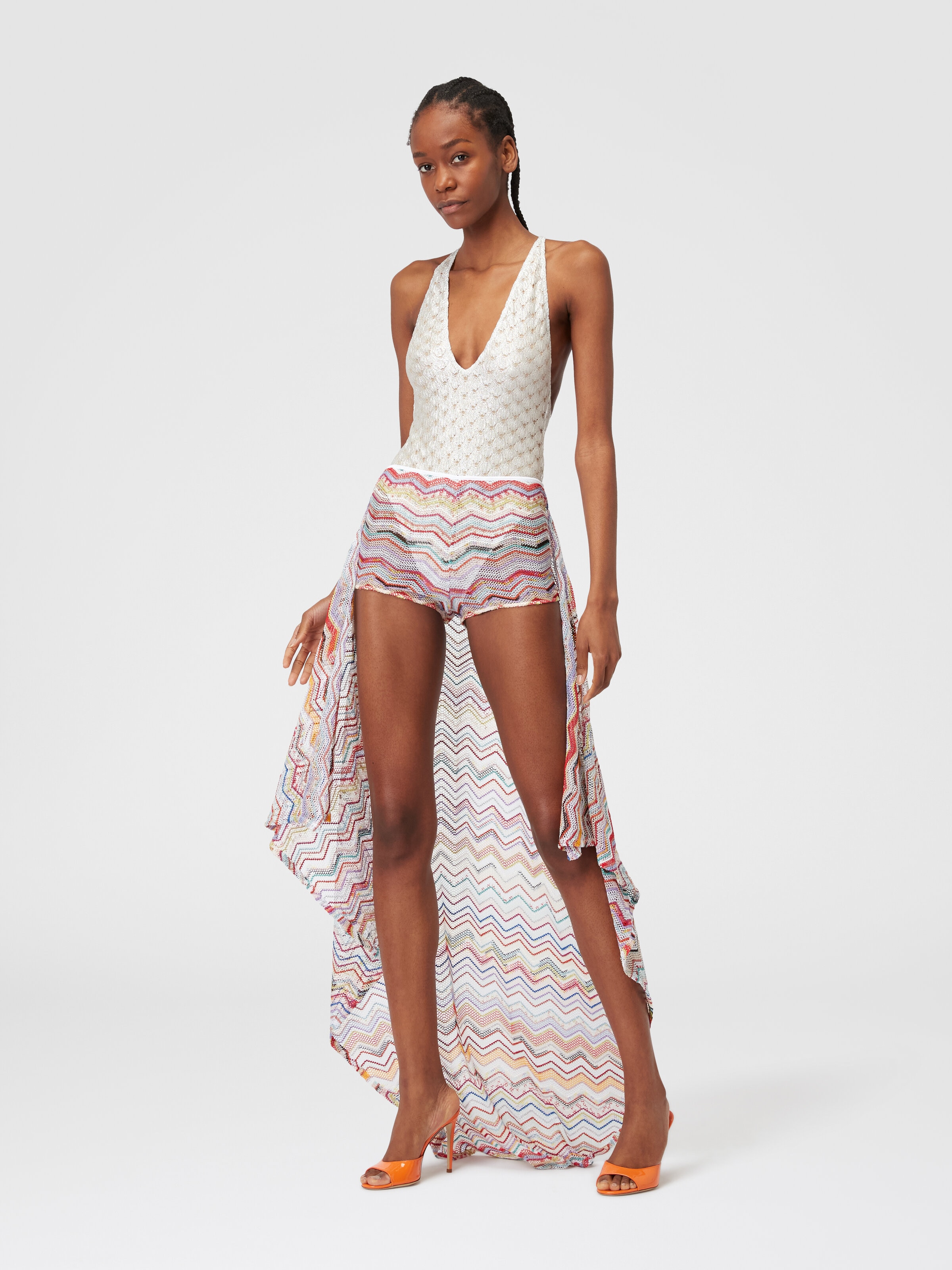 Sarong skirt in crochet with lurex, Multicoloured  - 1