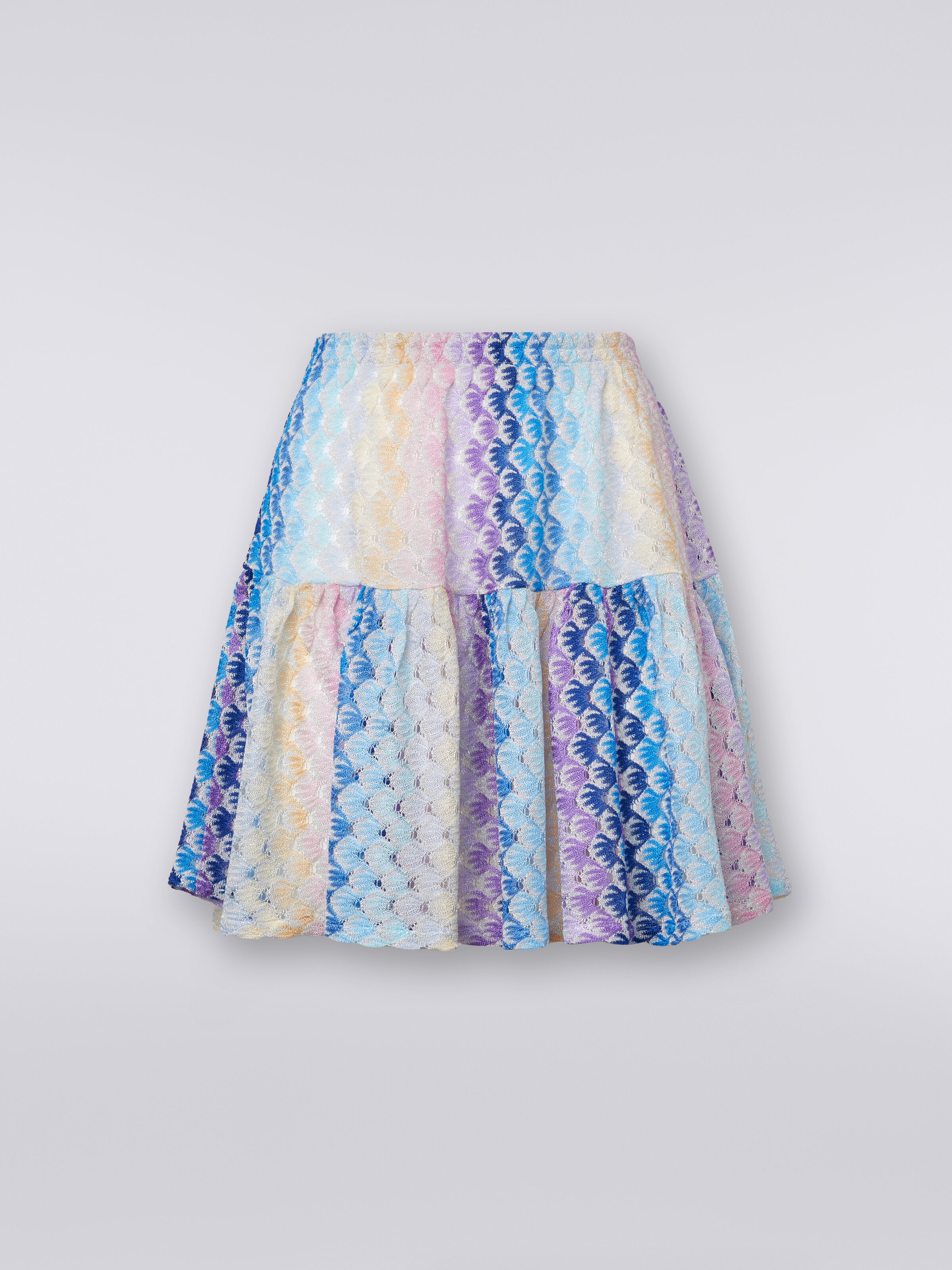 Dégradé lace-effect flounced miniskirt, Blue - 0