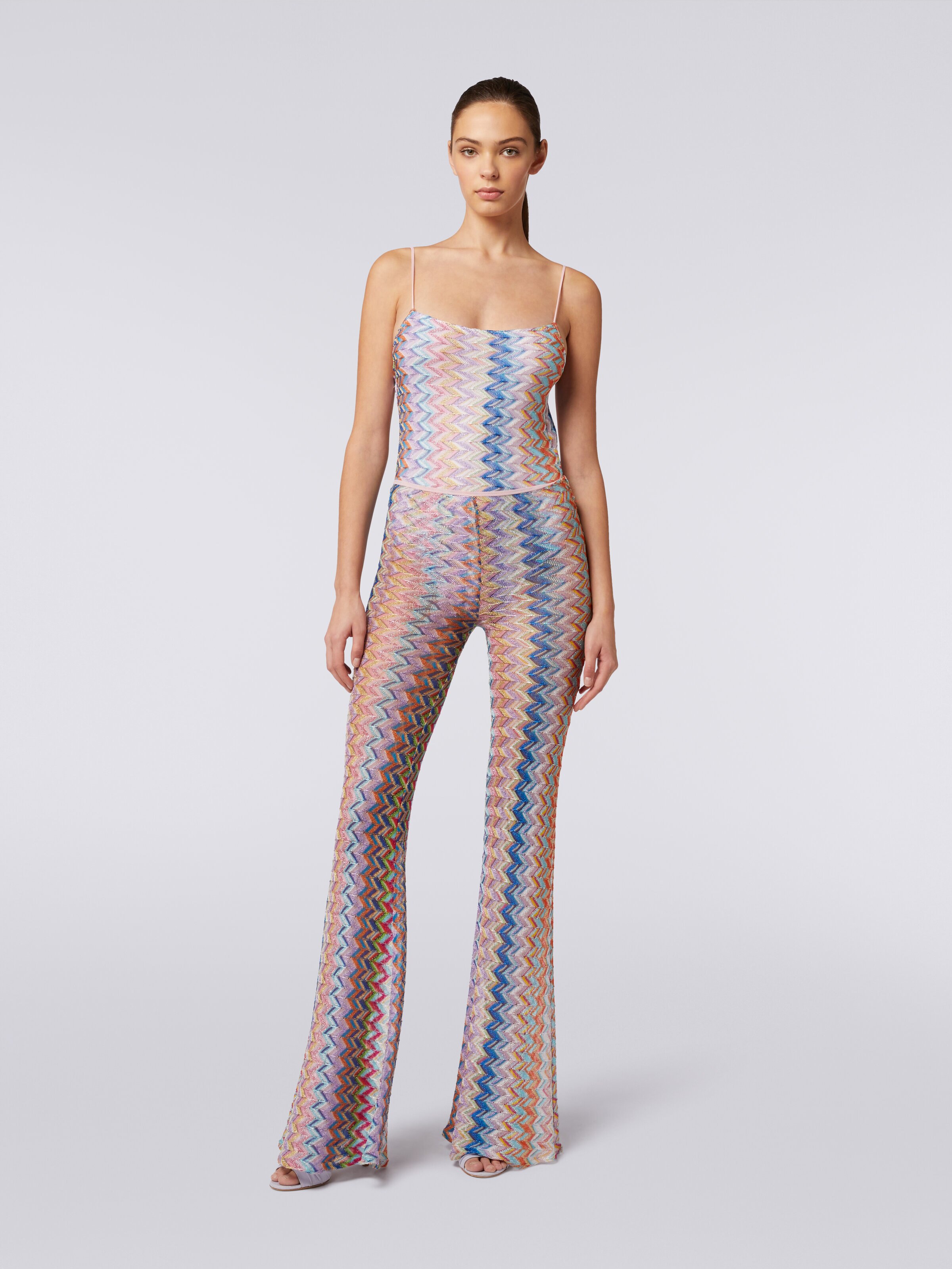 Flared trousers with lurex, Multicoloured  - 1