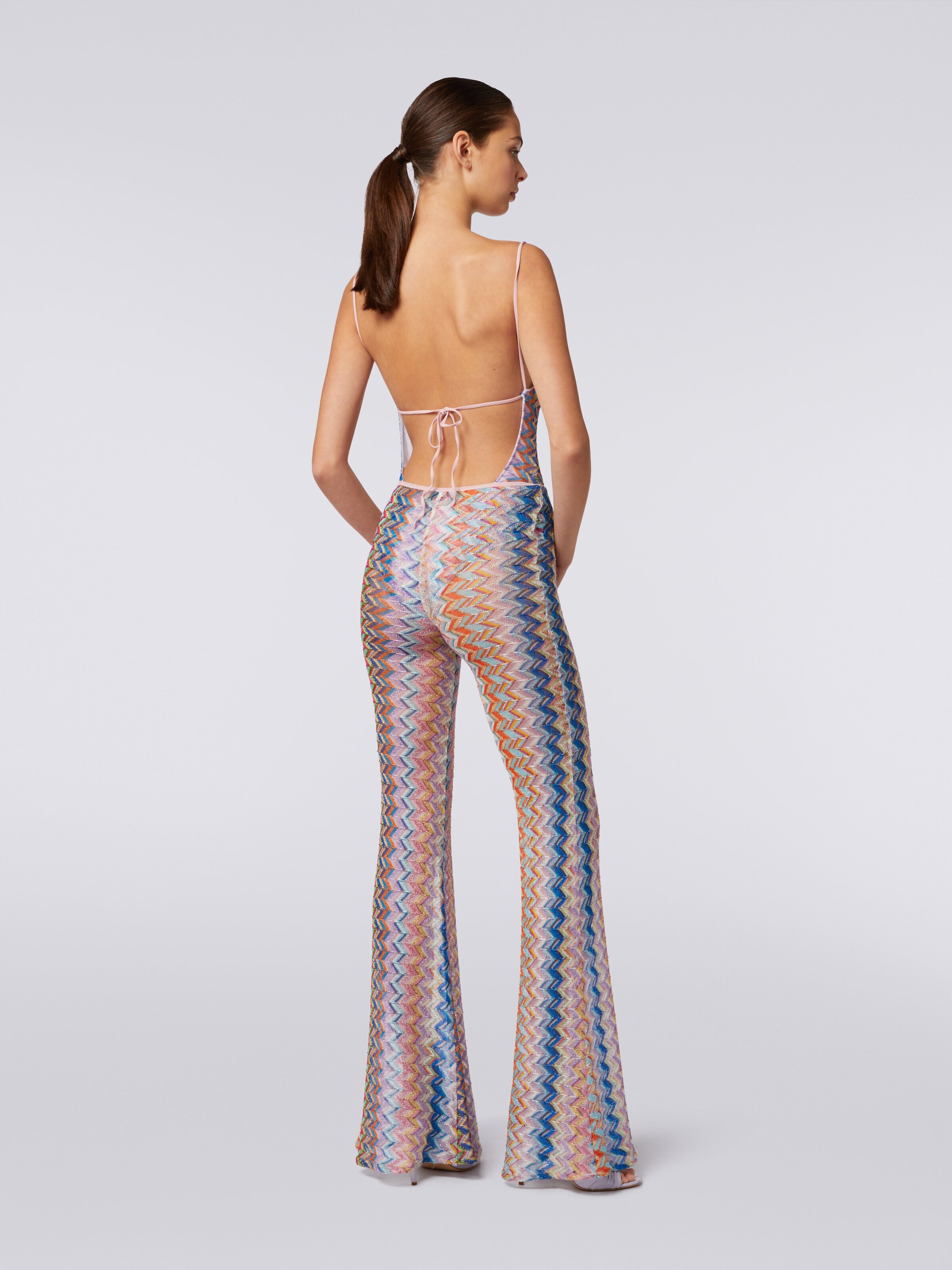 Flared trousers with lurex, Multicoloured  - 3