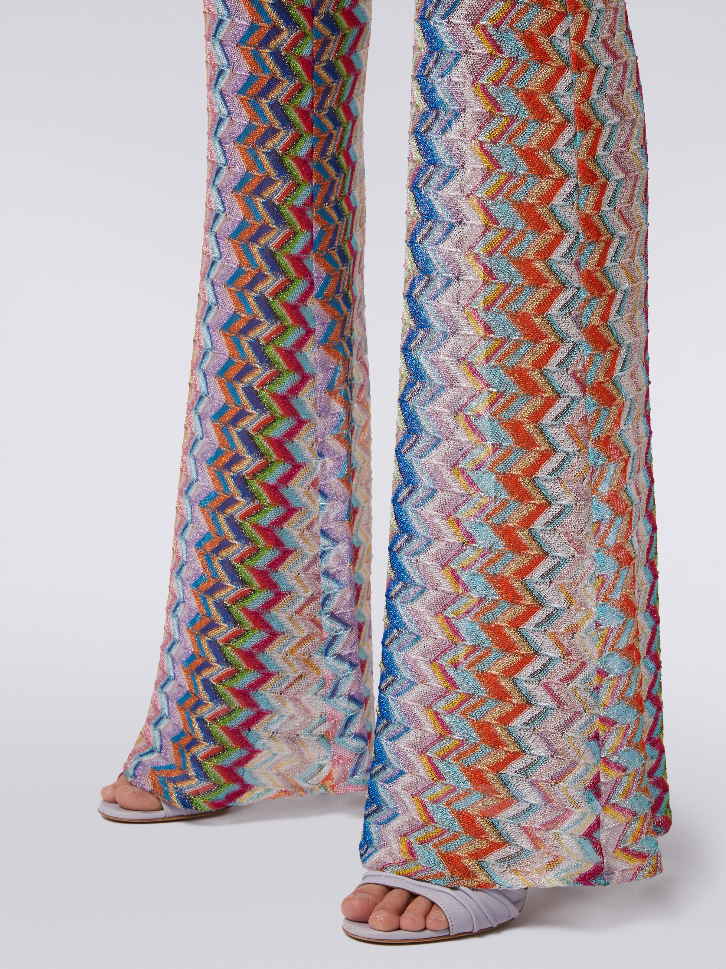 Flared trousers with lurex, Multicoloured  - 4
