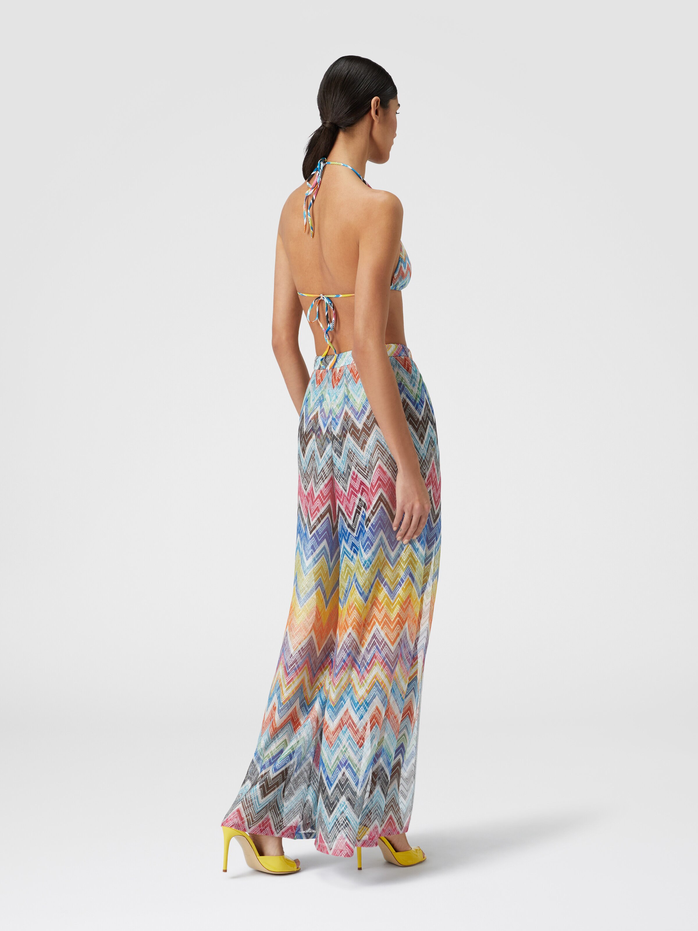 Palazzo trousers with zigzag print and lurex, Multicoloured  - 2