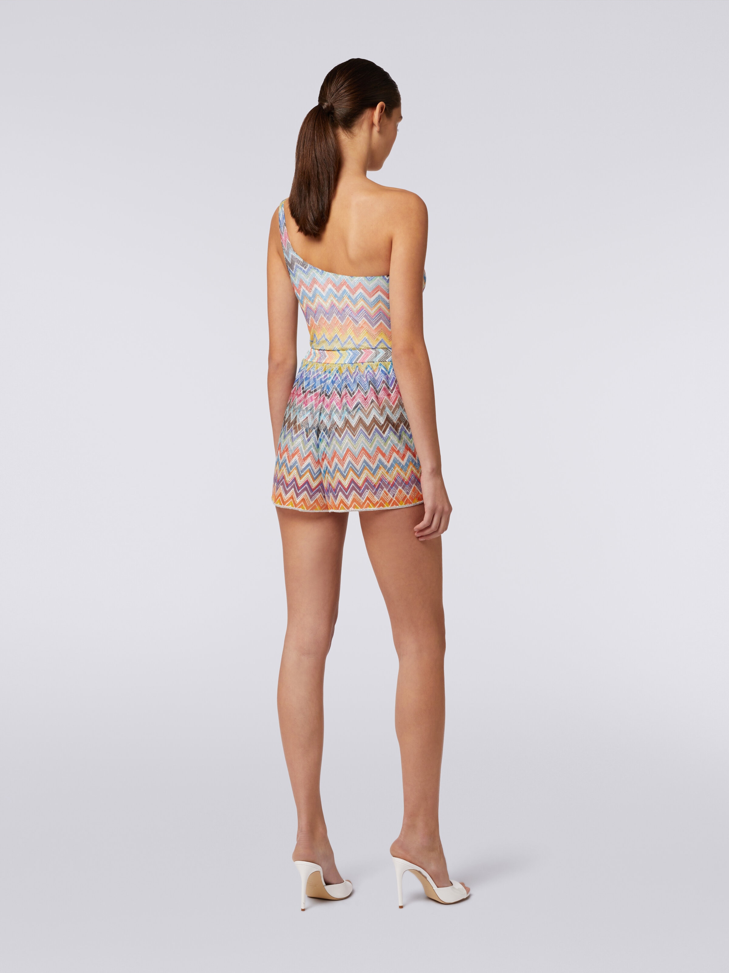 Cover-up shorts with zigzag print and lurex, Multicoloured  - 3