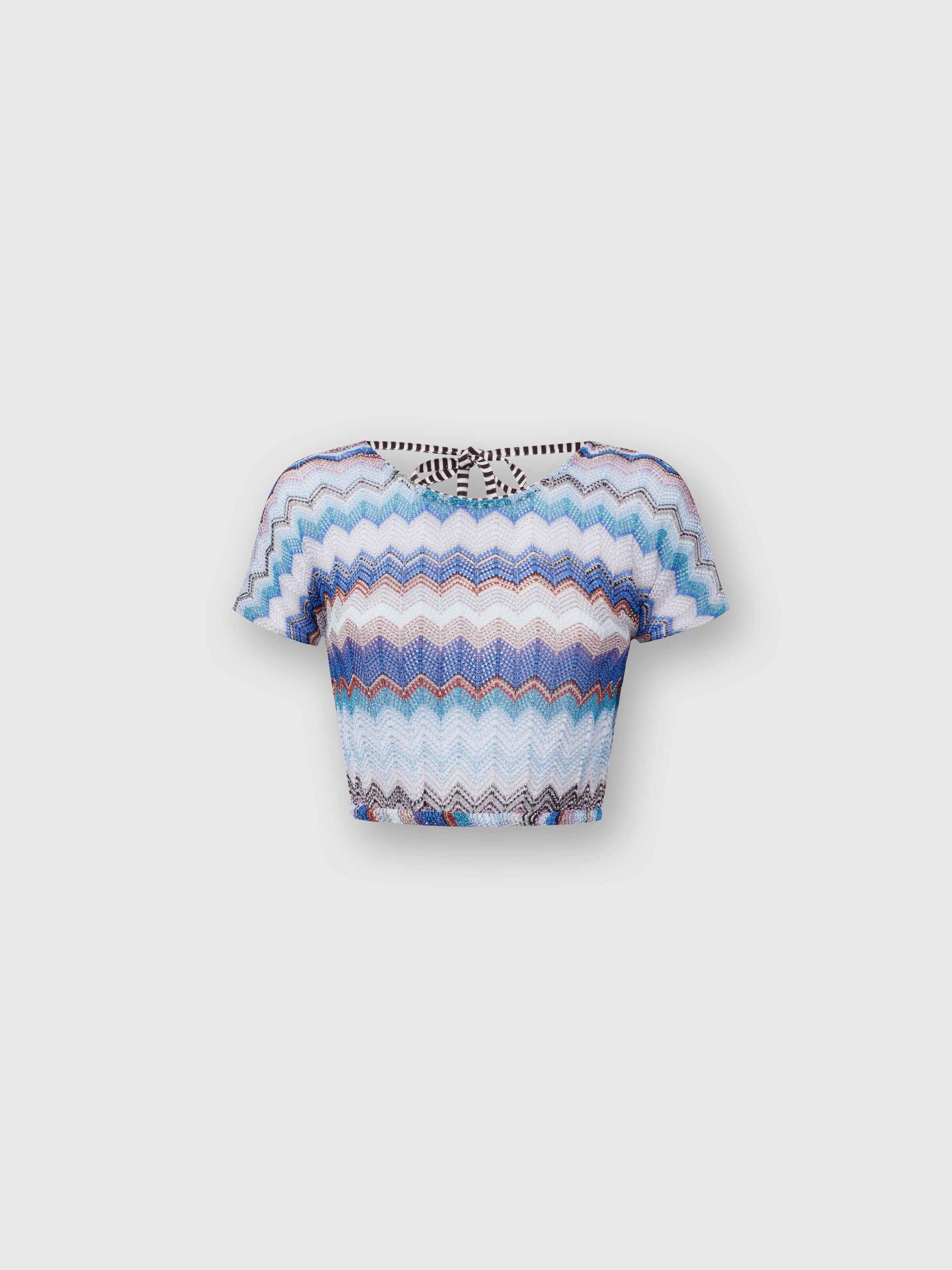 Crochet crop top with open back, Multicoloured  - 0