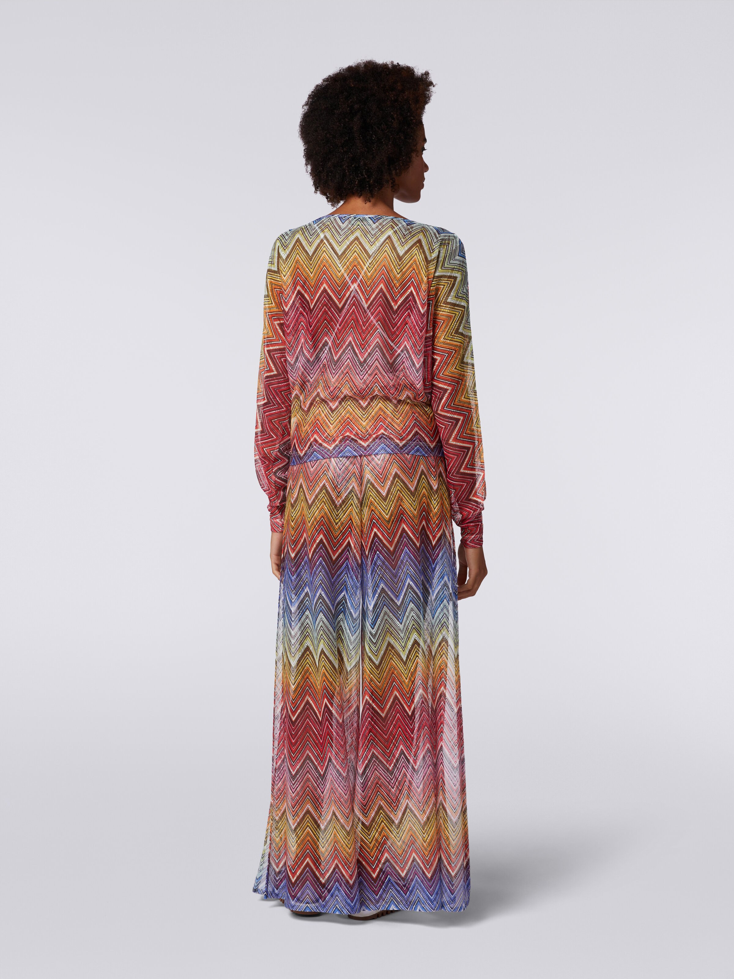 Blouse à manches longues en tissu à imprimé zig zag, Multicolore  - 3