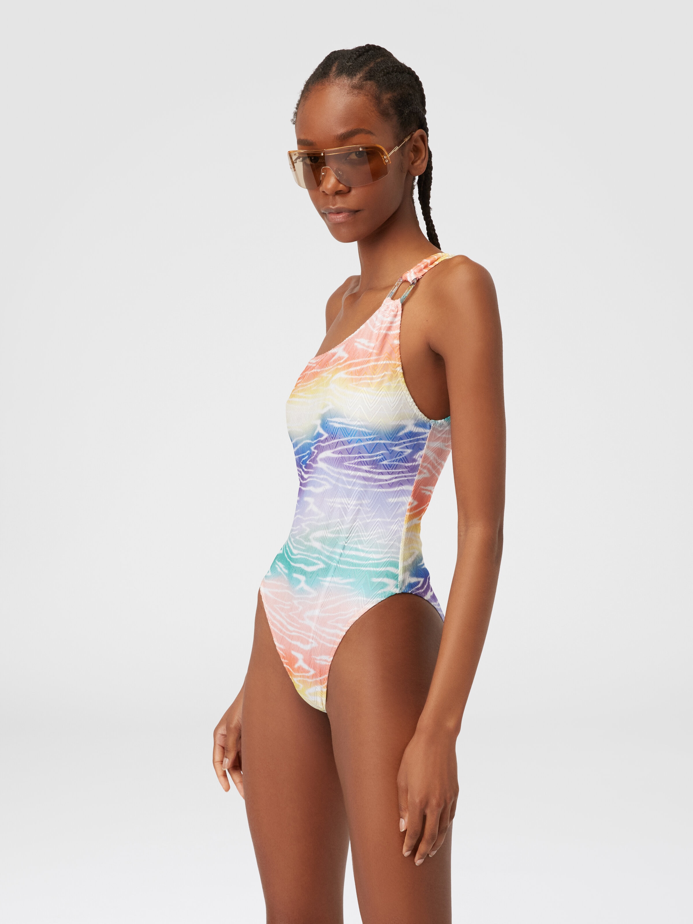 Tie-dye print one-piece swimming costume, Multicoloured  - 1