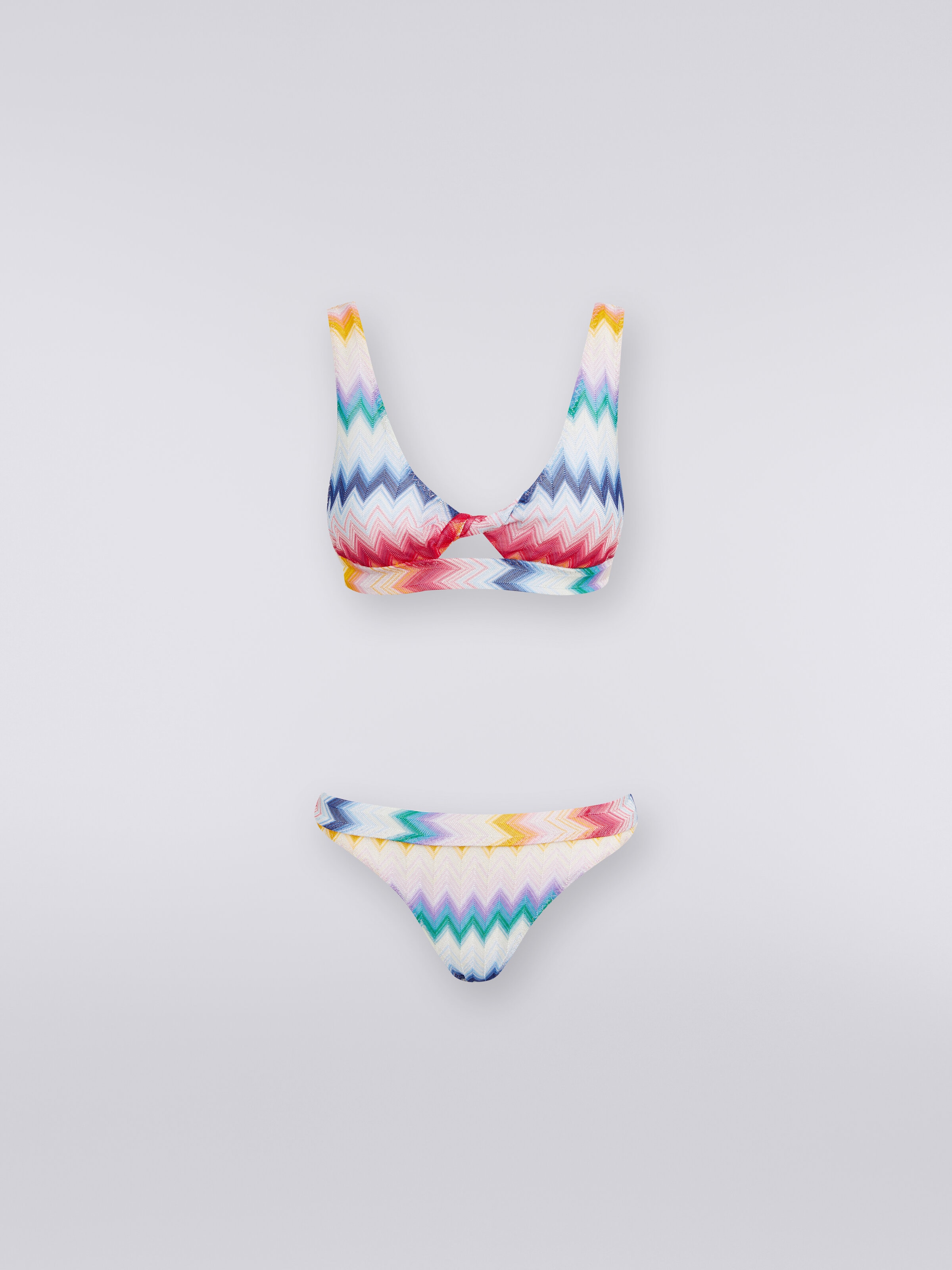 Bikini aus Viskose mit Zickzackmuster und Lurex, Mehrfarbig  - 0