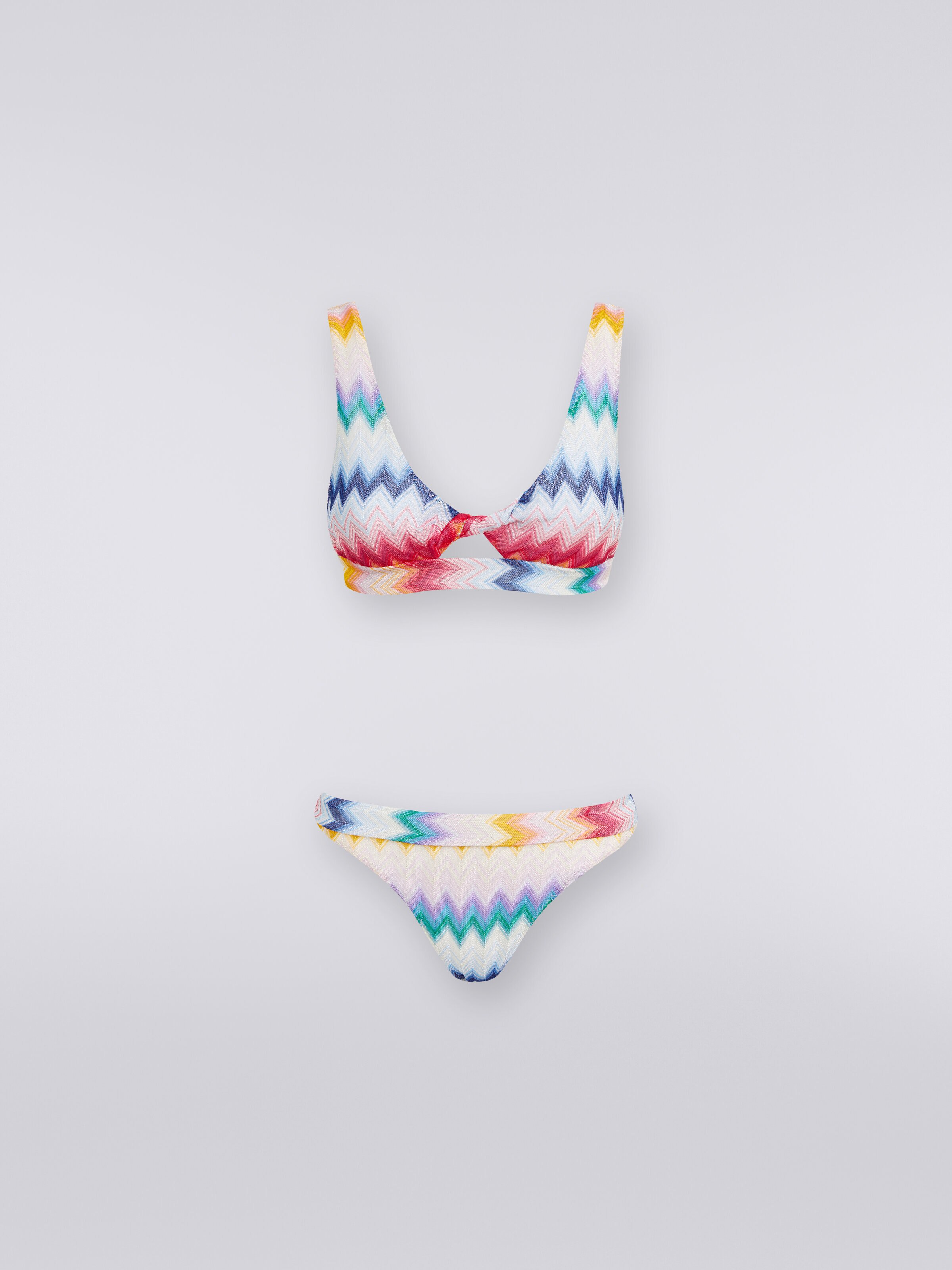 Bikini in viscosa zig zag con lurex, Multicolore  - 0