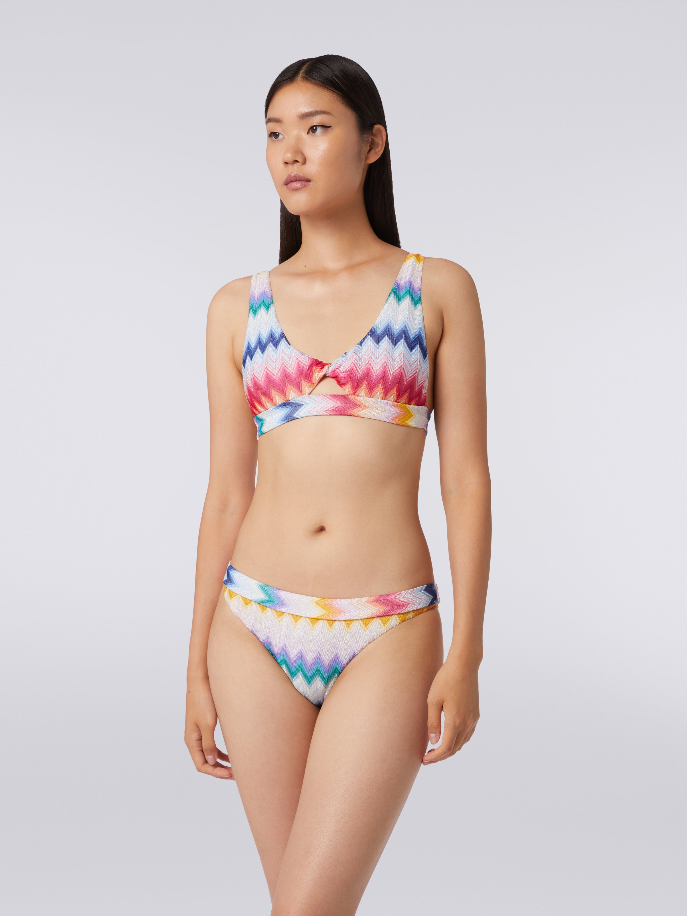 Bikini in zigzag viscose with lurex, Multicoloured  - 1