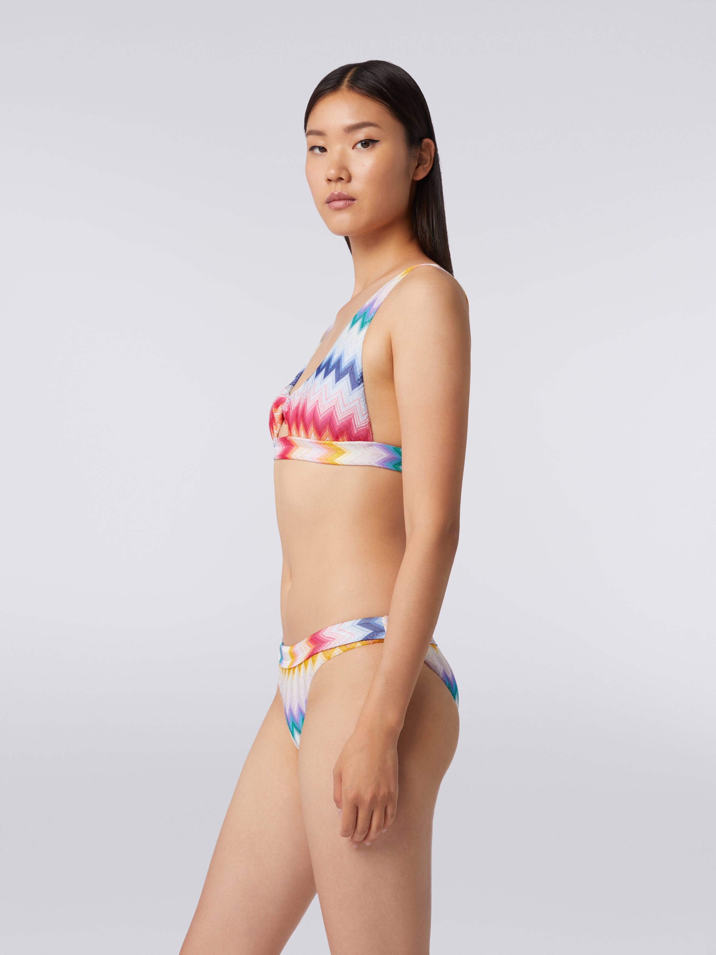 Bikini aus Viskose mit Zickzackmuster und Lurex, Mehrfarbig  - 2