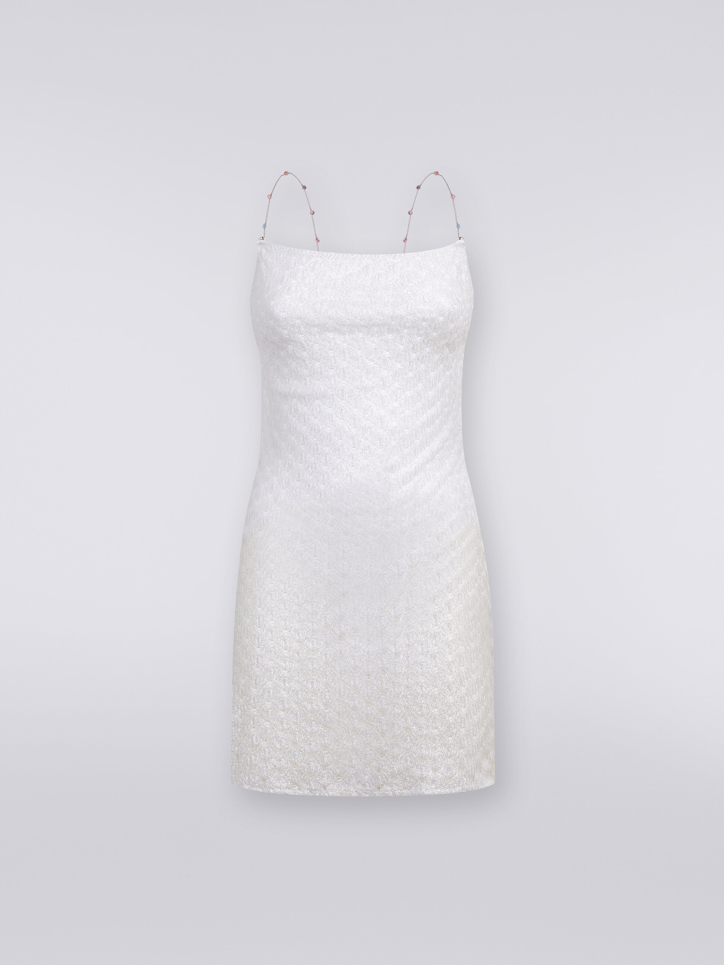 Robe de plage à effet dentelle et bretelles en chaînes et pierres, Blanc  - 0