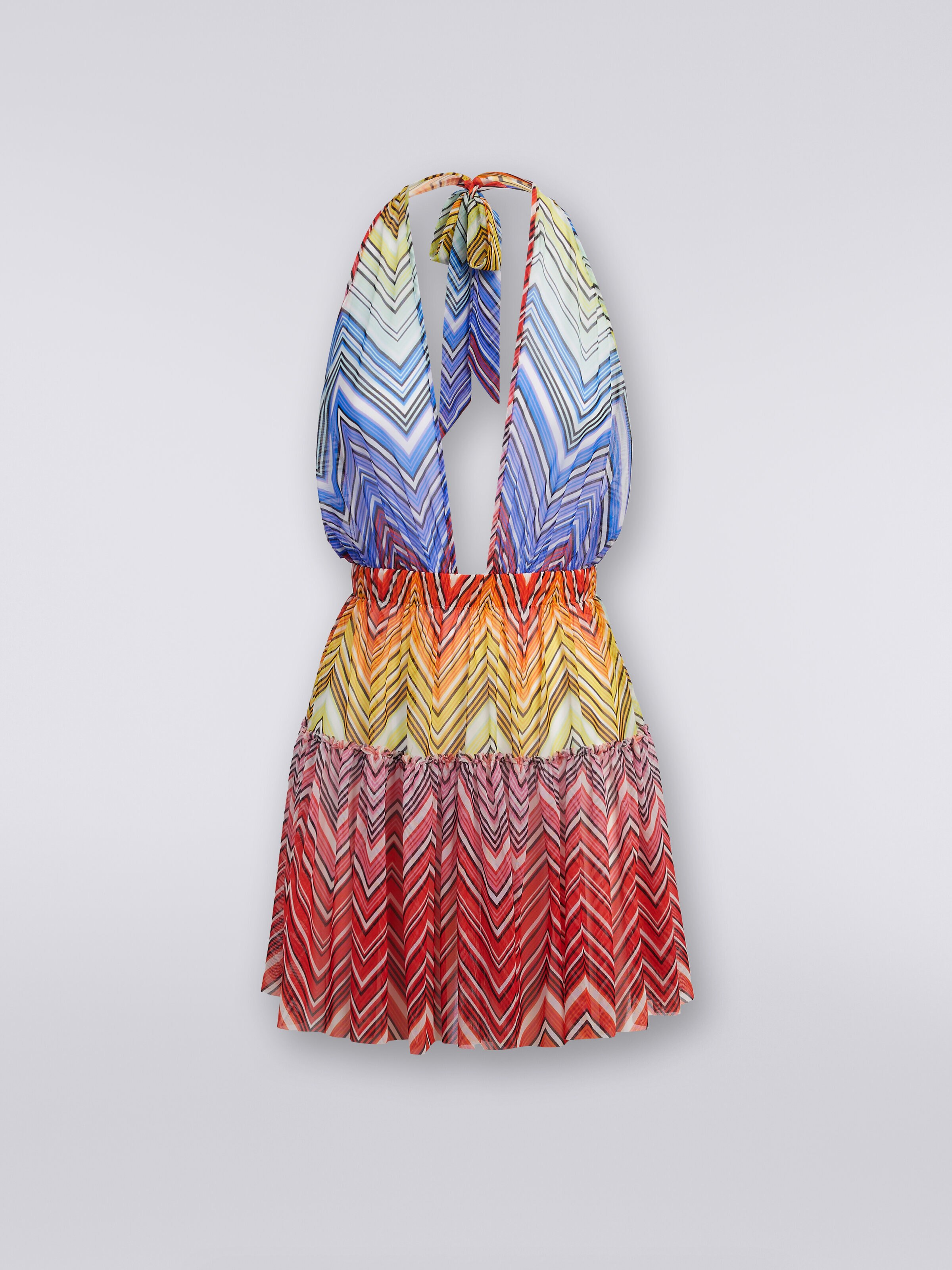 Kurzes Strandkleid aus Tüll mit Zickzack-Print, Mehrfarbig  - 0