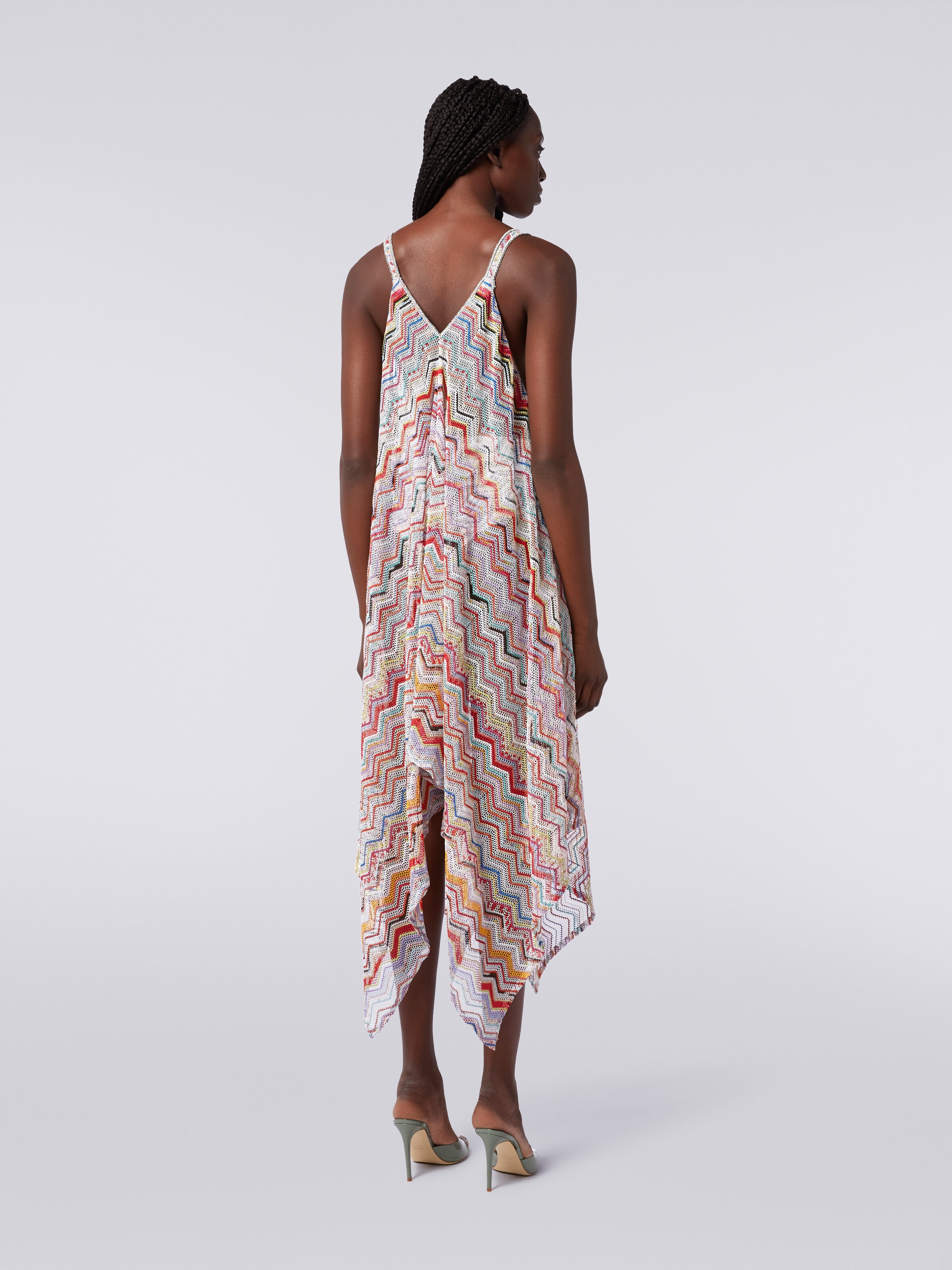 Long cover up in zigzag crochet with lurex, Multicoloured  - 3