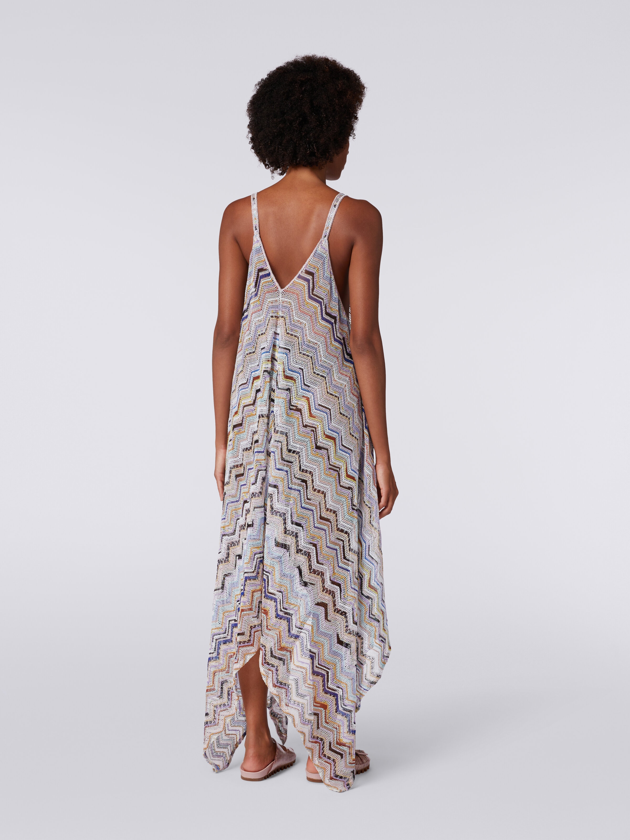 Long cover up in zigzag crochet with lurex, Multicoloured  - 3
