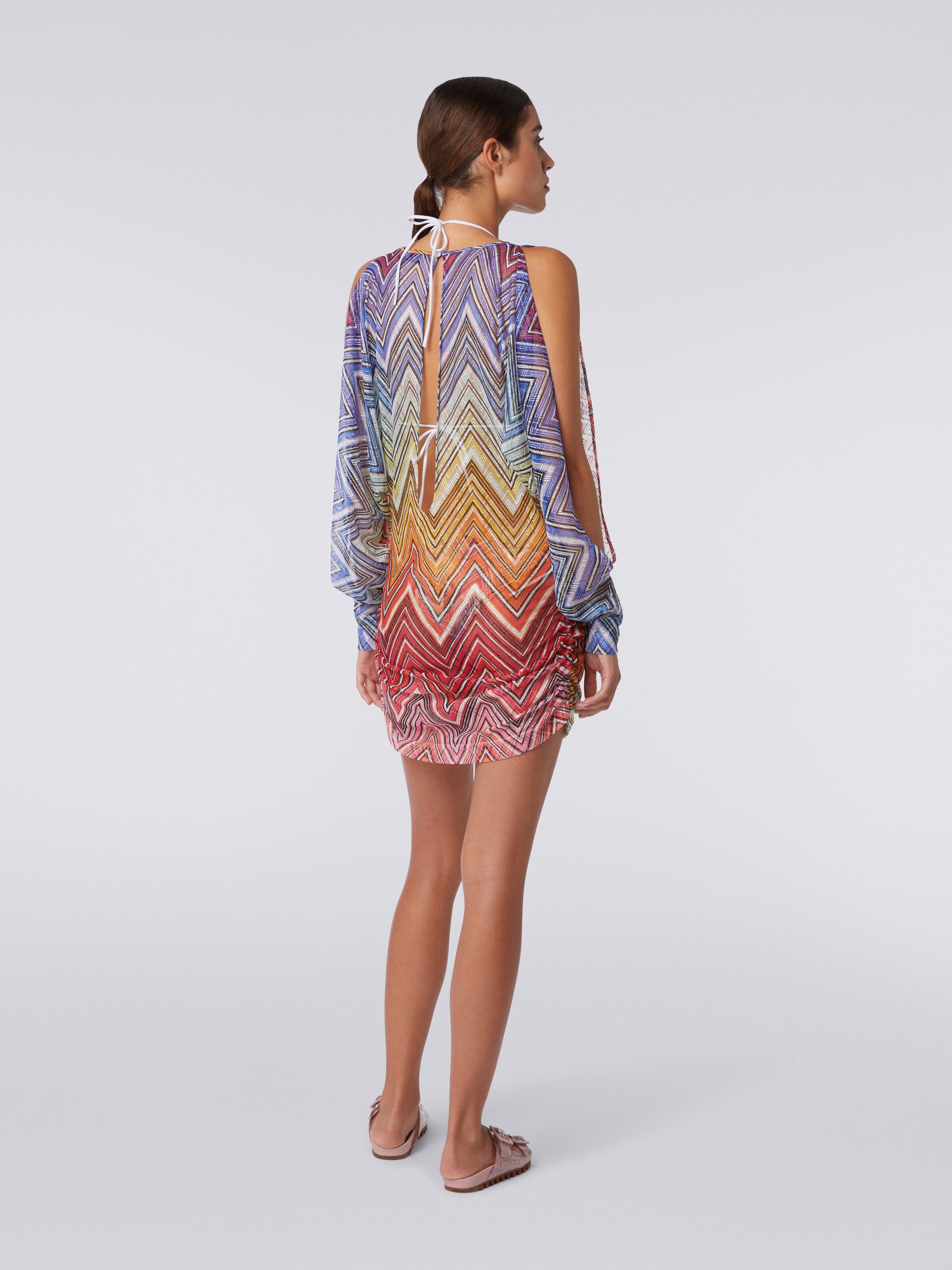 Short cover up dress in zigzag print fabric Multicoloured | Missoni