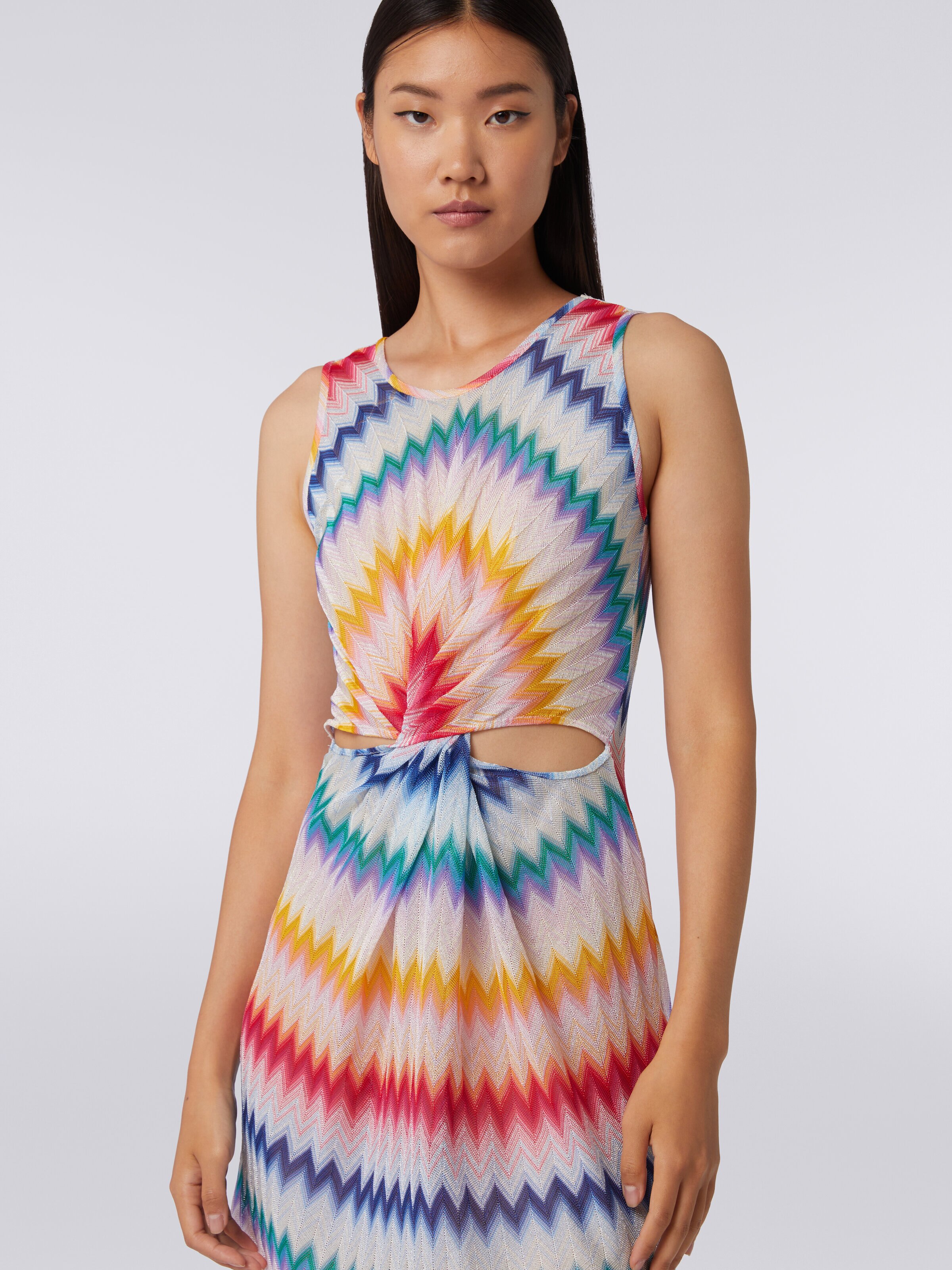 Short cover up with torchon neckline and zigzag print, Multicoloured  - 4