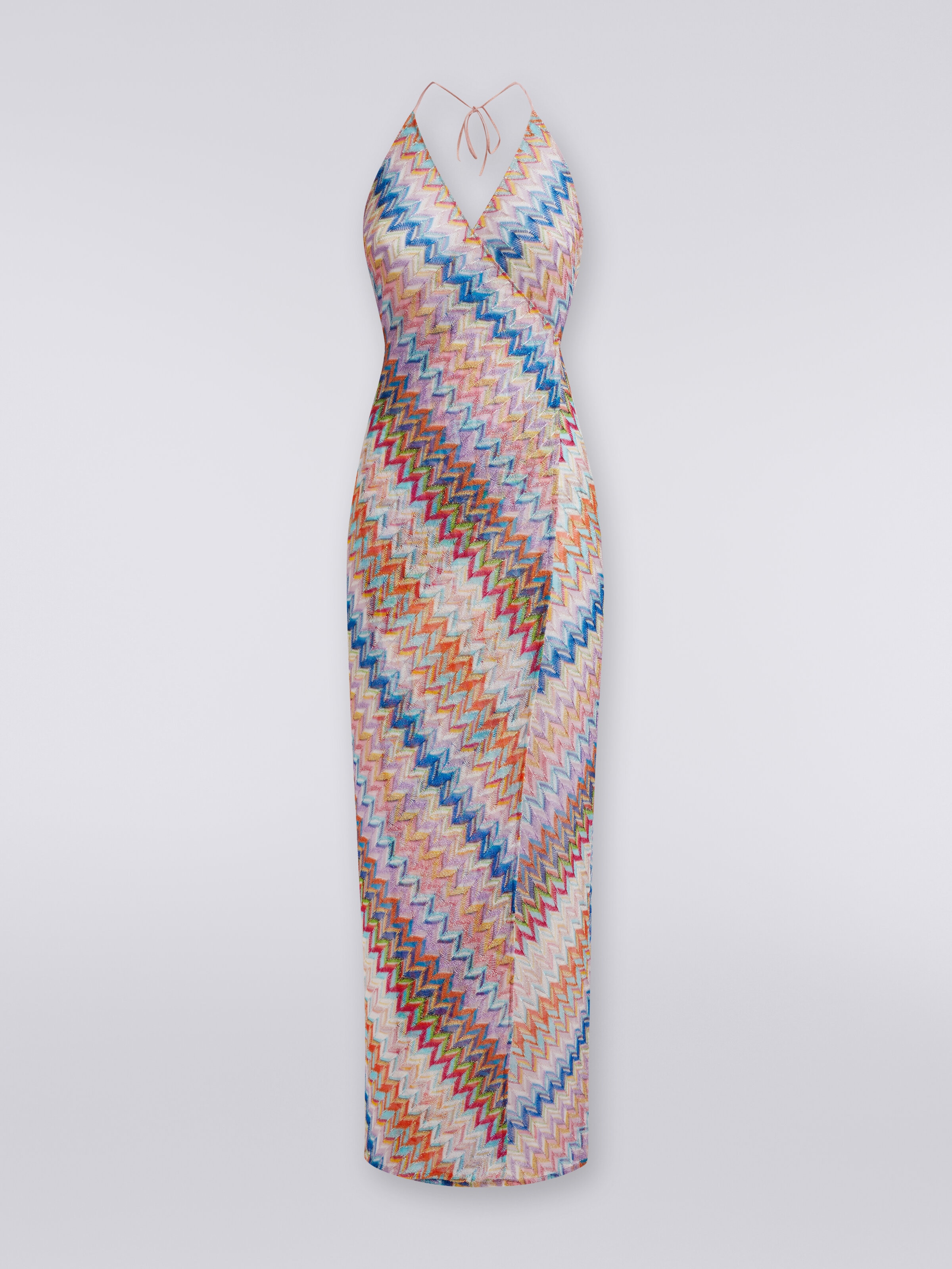 Long wrap-around cover-up with chevron pattern and lurex, Multicoloured  - 0