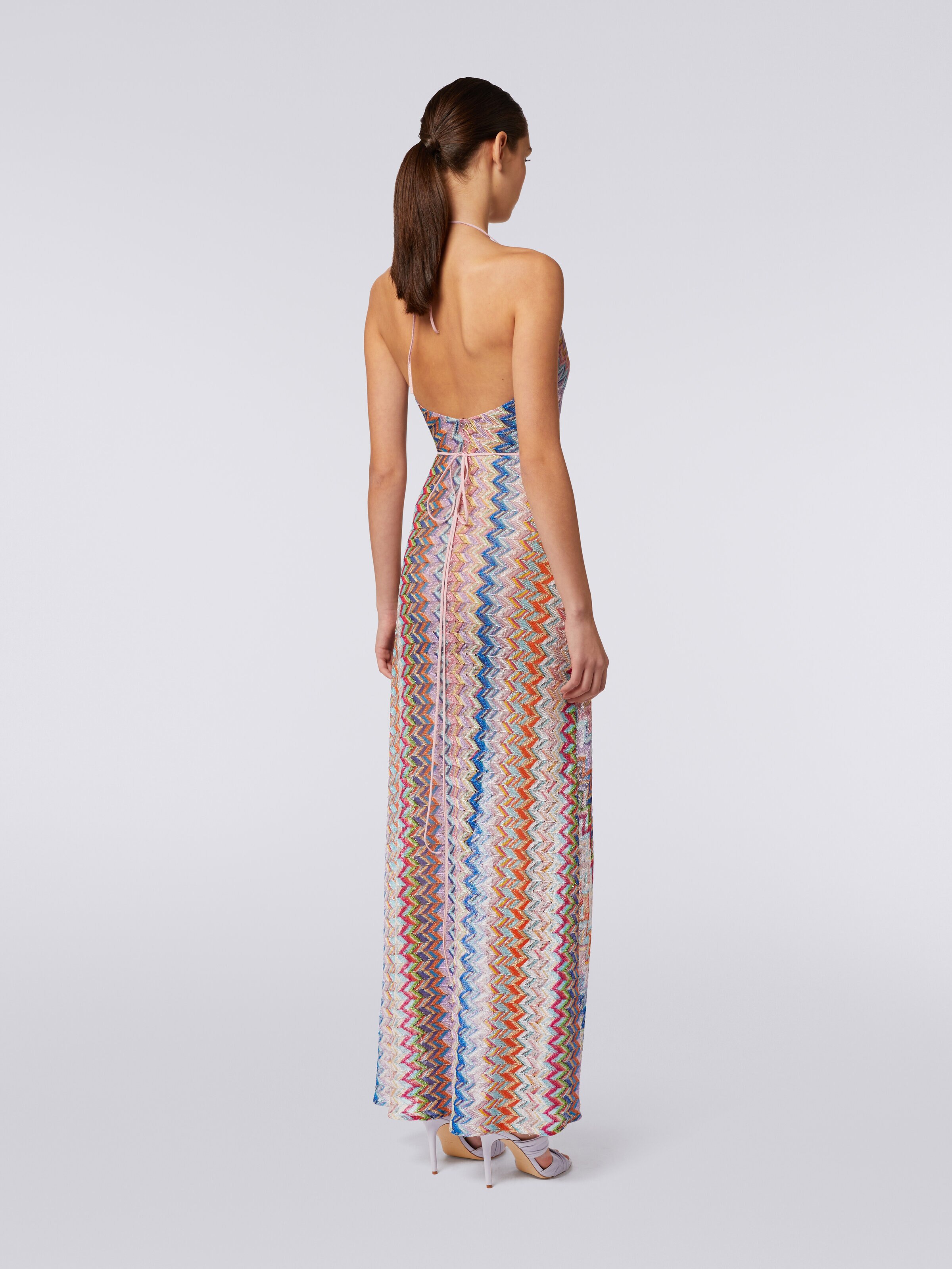 Long wrap-around cover-up with chevron pattern and lurex, Multicoloured  - 3