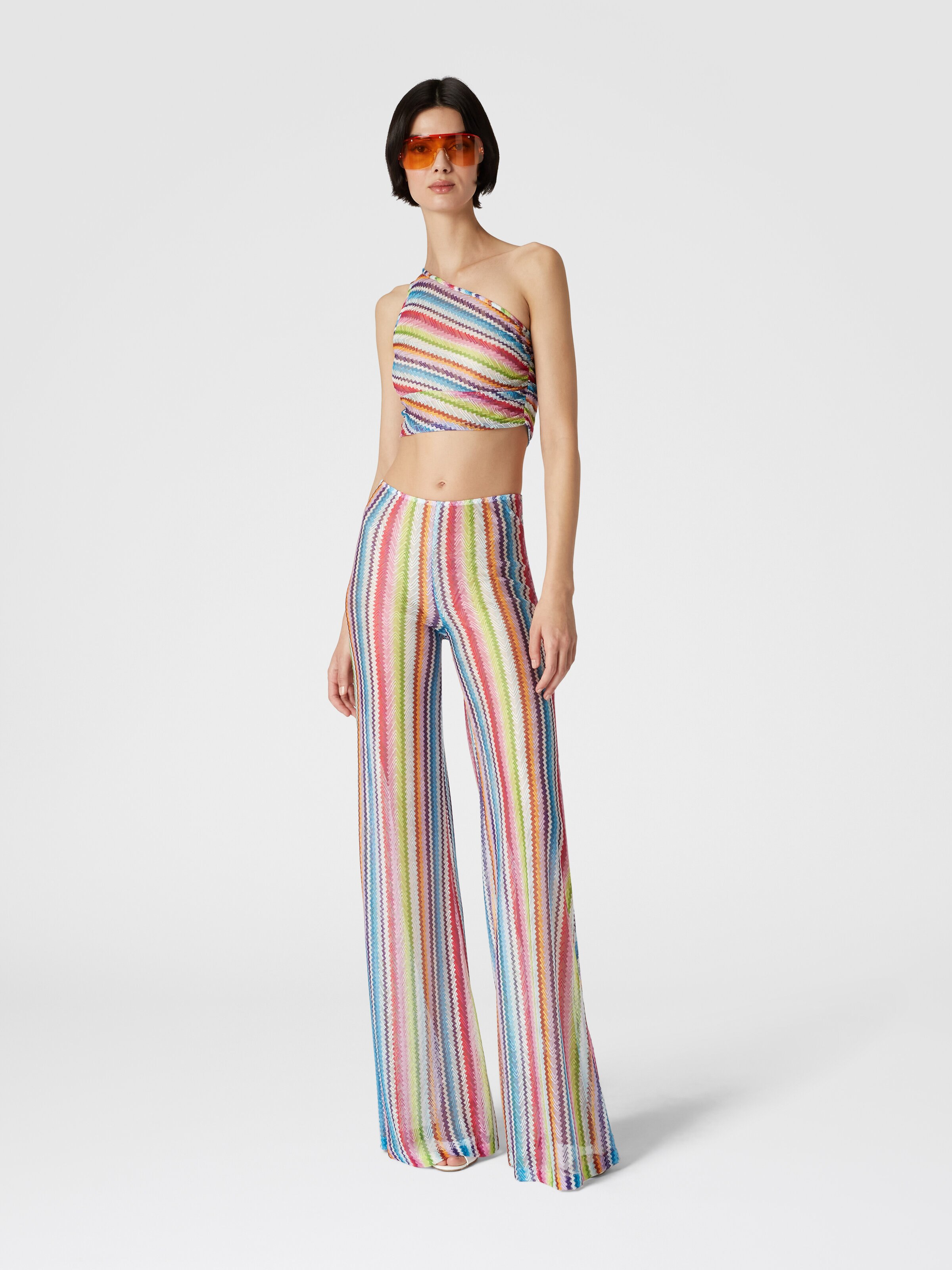 Low-waisted cover-up trousers with zig zag print, Multicoloured  - 1