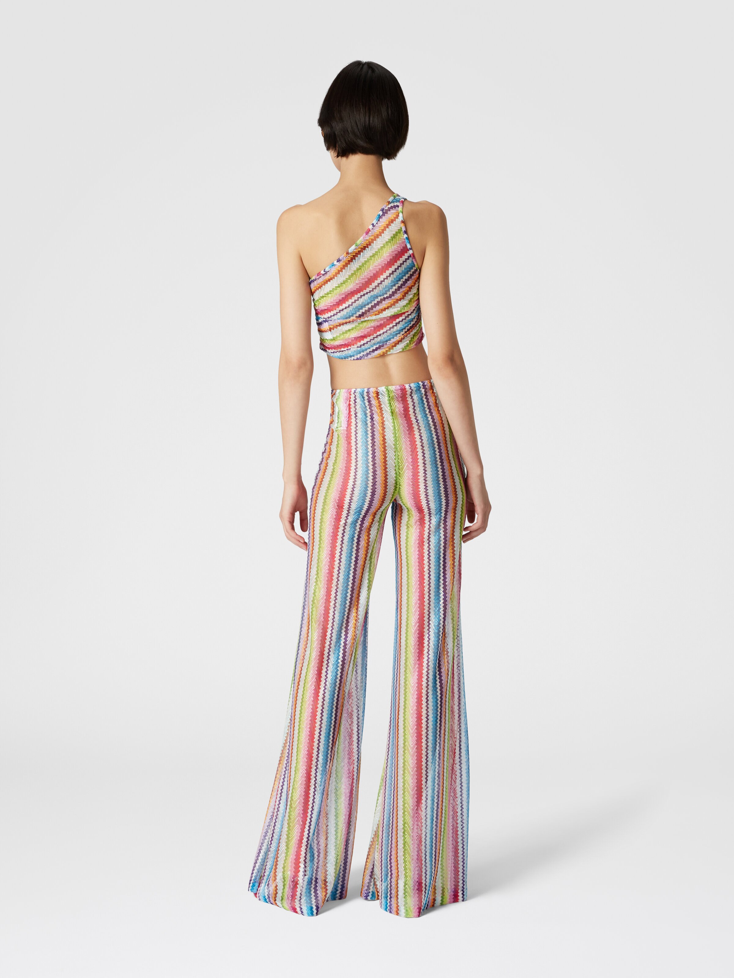 Low-waisted cover-up trousers with zig zag print, Multicoloured  - 2