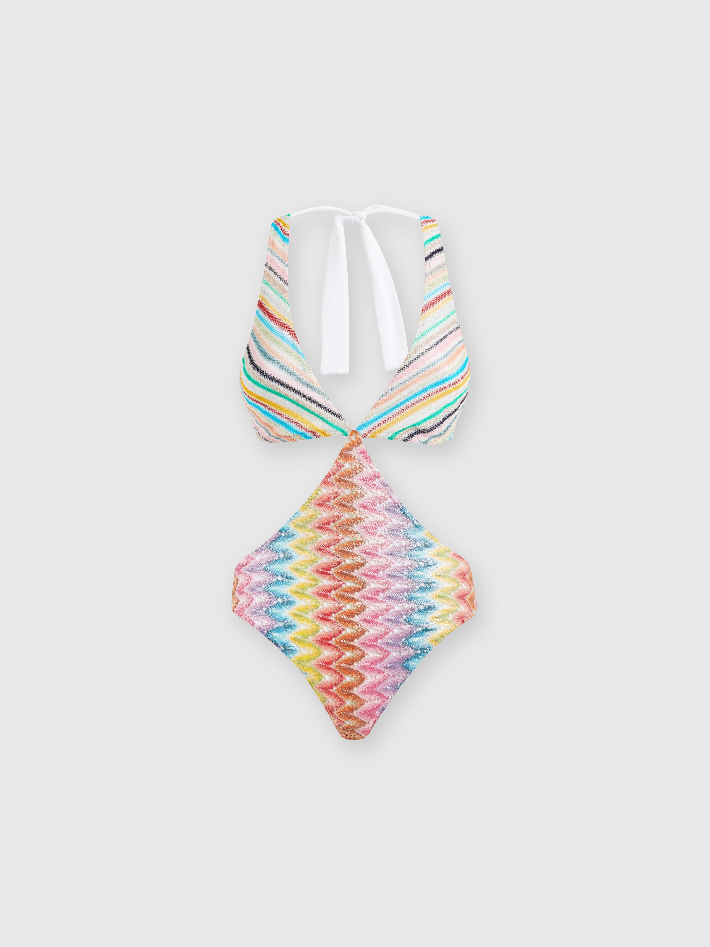 Patchwork one-piece swimsuit with cut-out details Patchwork one-piece swimsuit with cut-out details