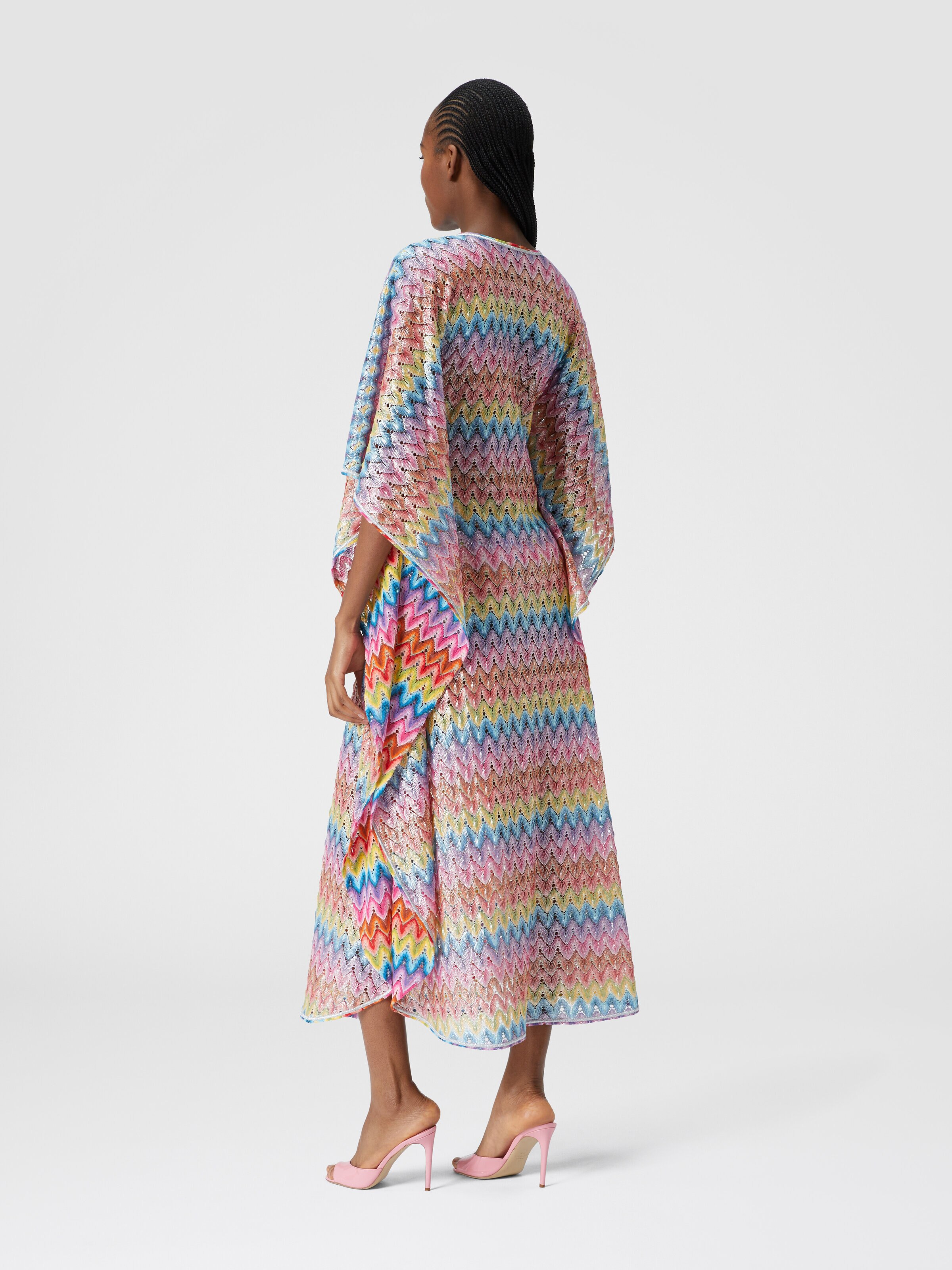 Kaftan long cover-up in coated lace, Multicoloured  - 2