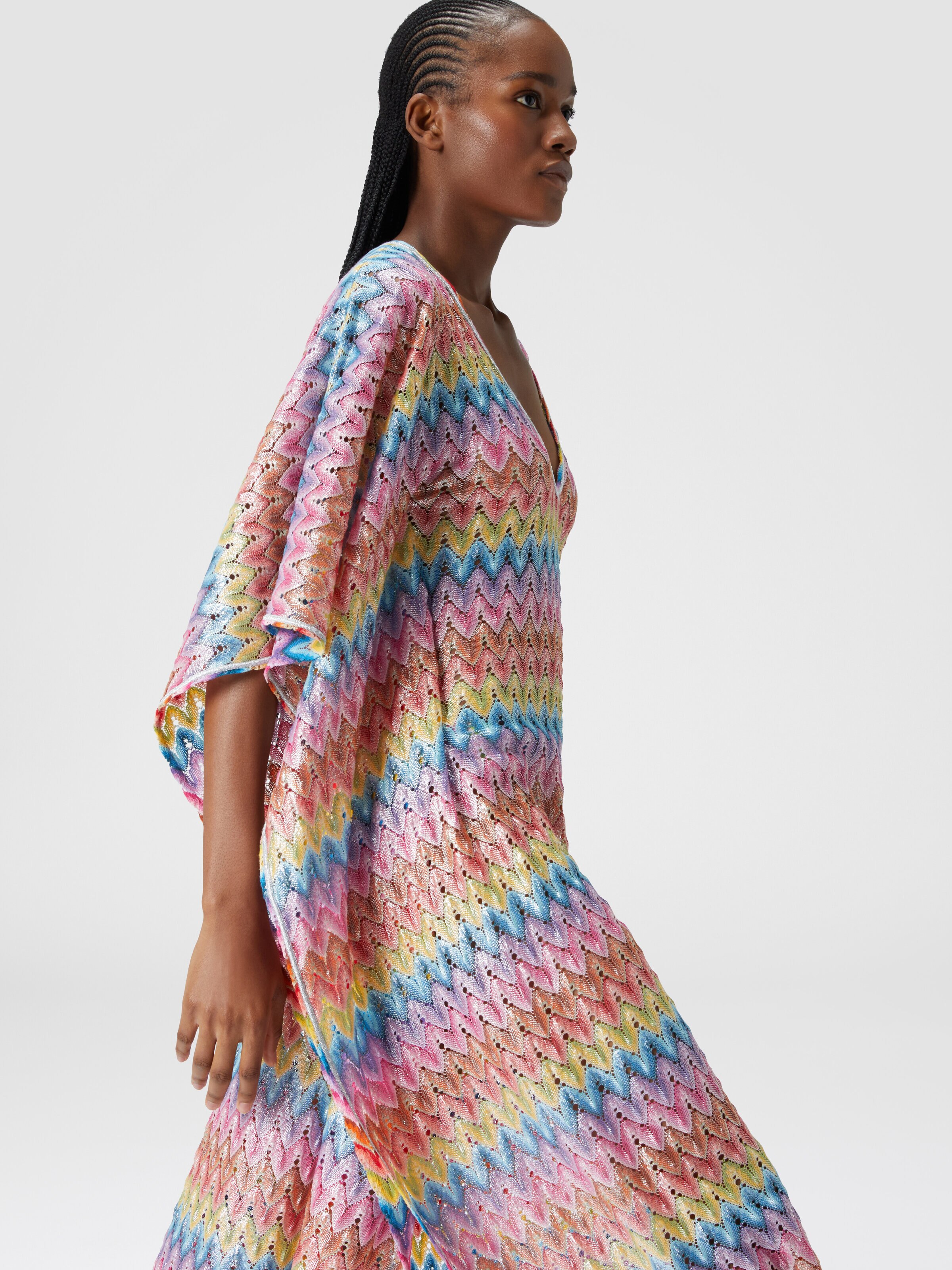 Kaftan long cover-up in coated lace, Multicoloured  - 3