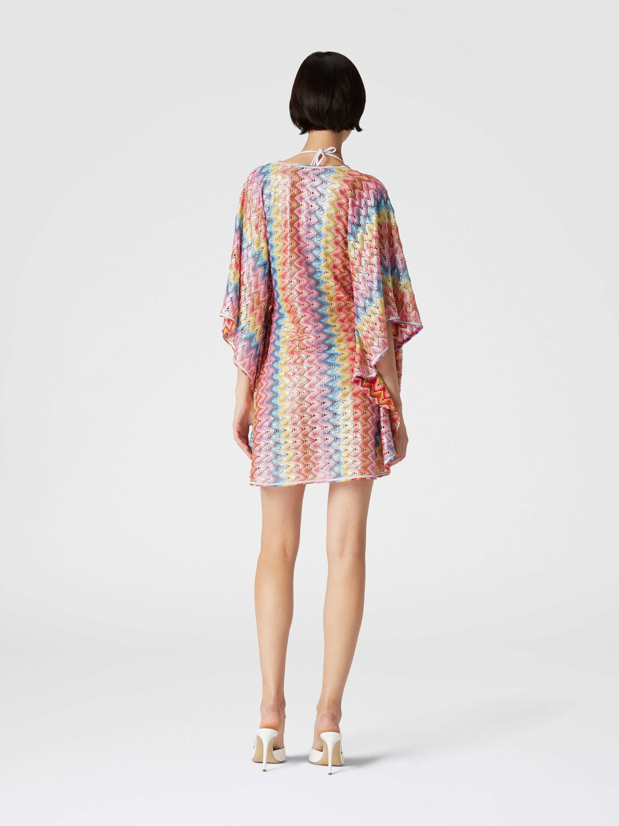 Kaftan short cover-up in coated lace, Multicoloured  - 2