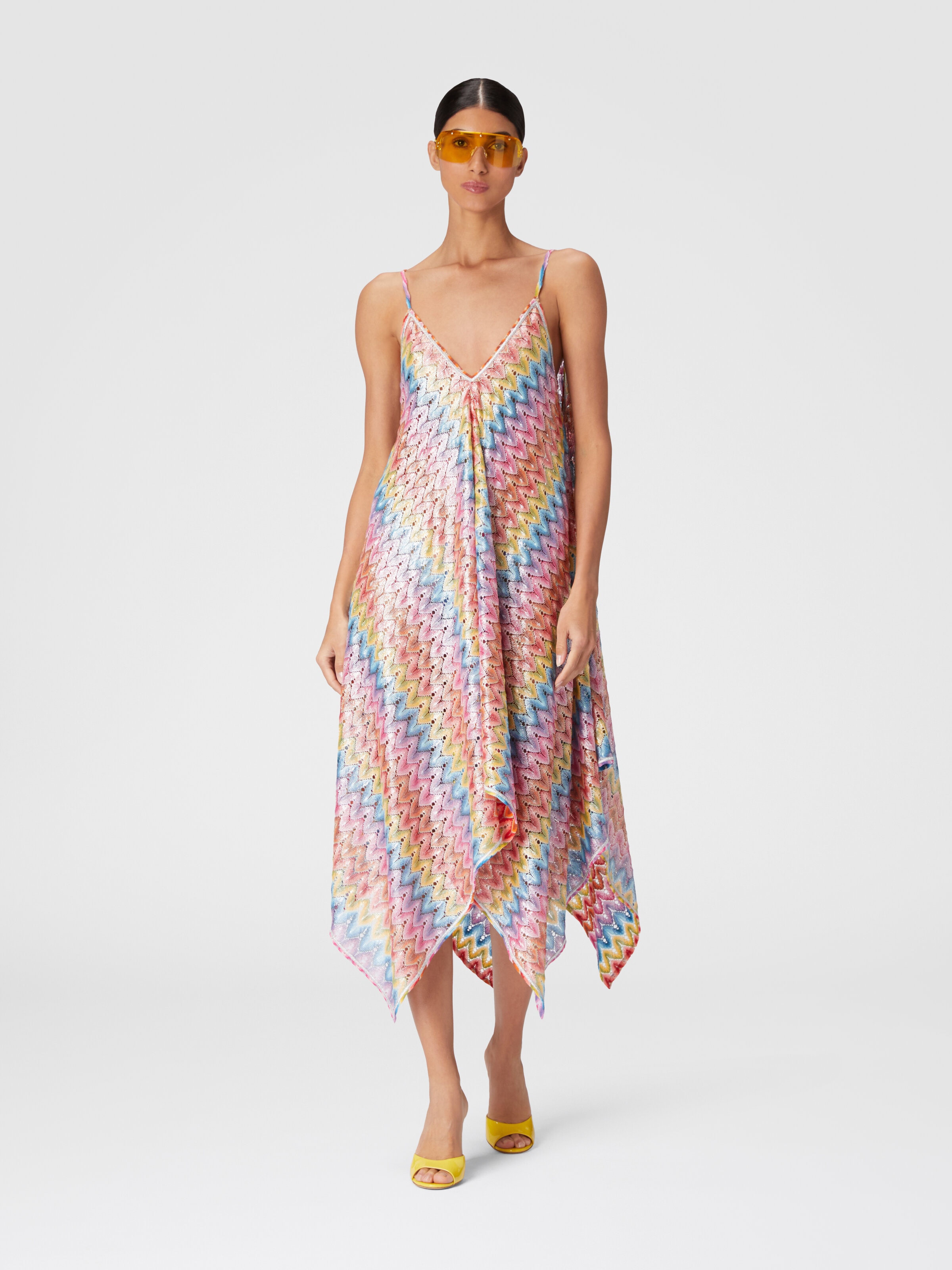 Cover-up dress with coated lace scarf, Multicoloured  - 1