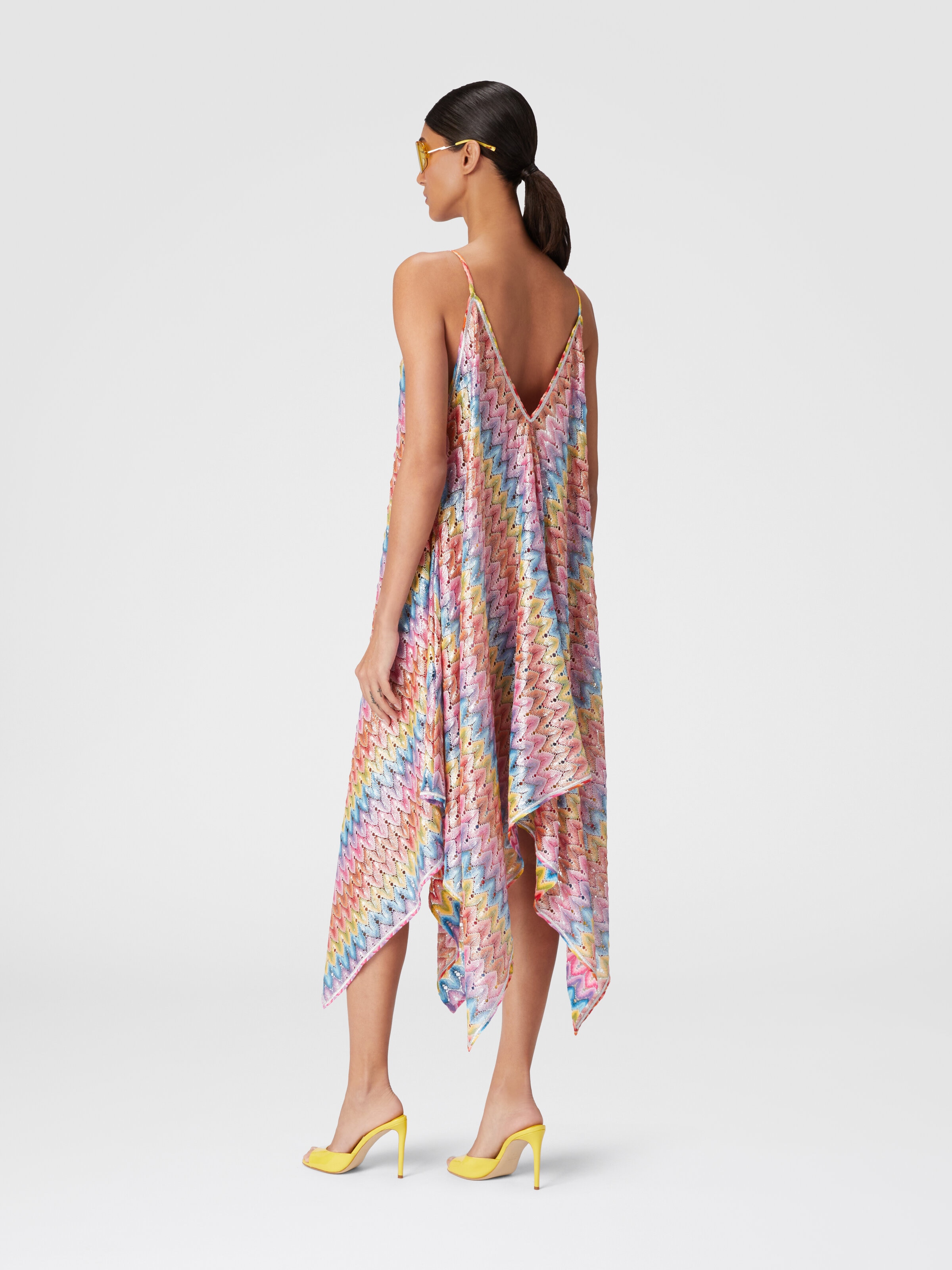 Cover-up dress with coated lace scarf, Multicoloured  - 2
