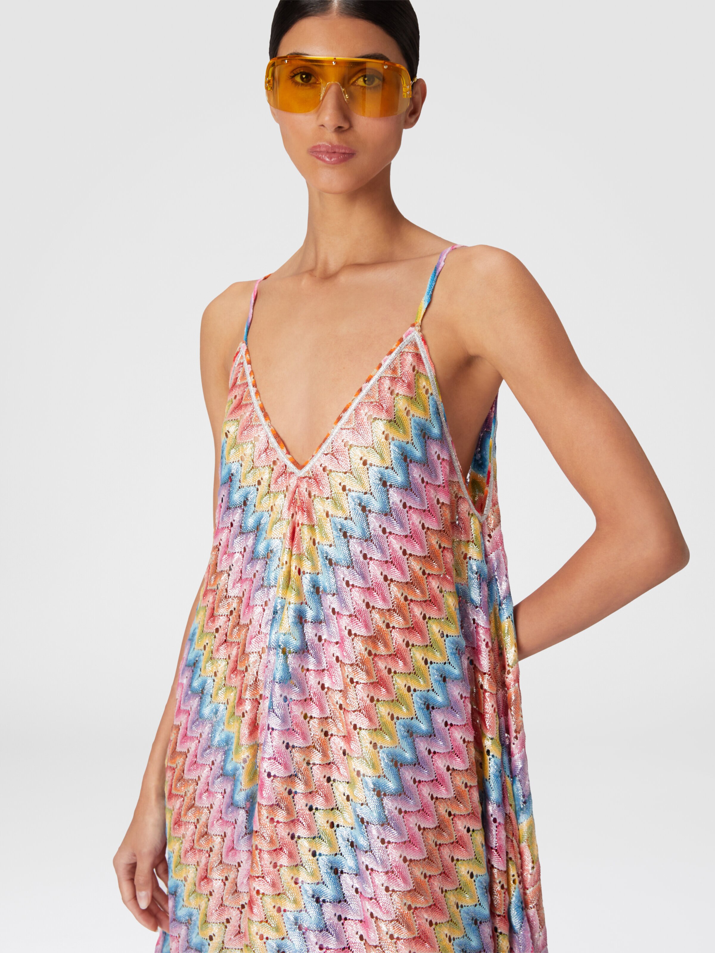 Cover-up dress with coated lace scarf, Multicoloured  - 3