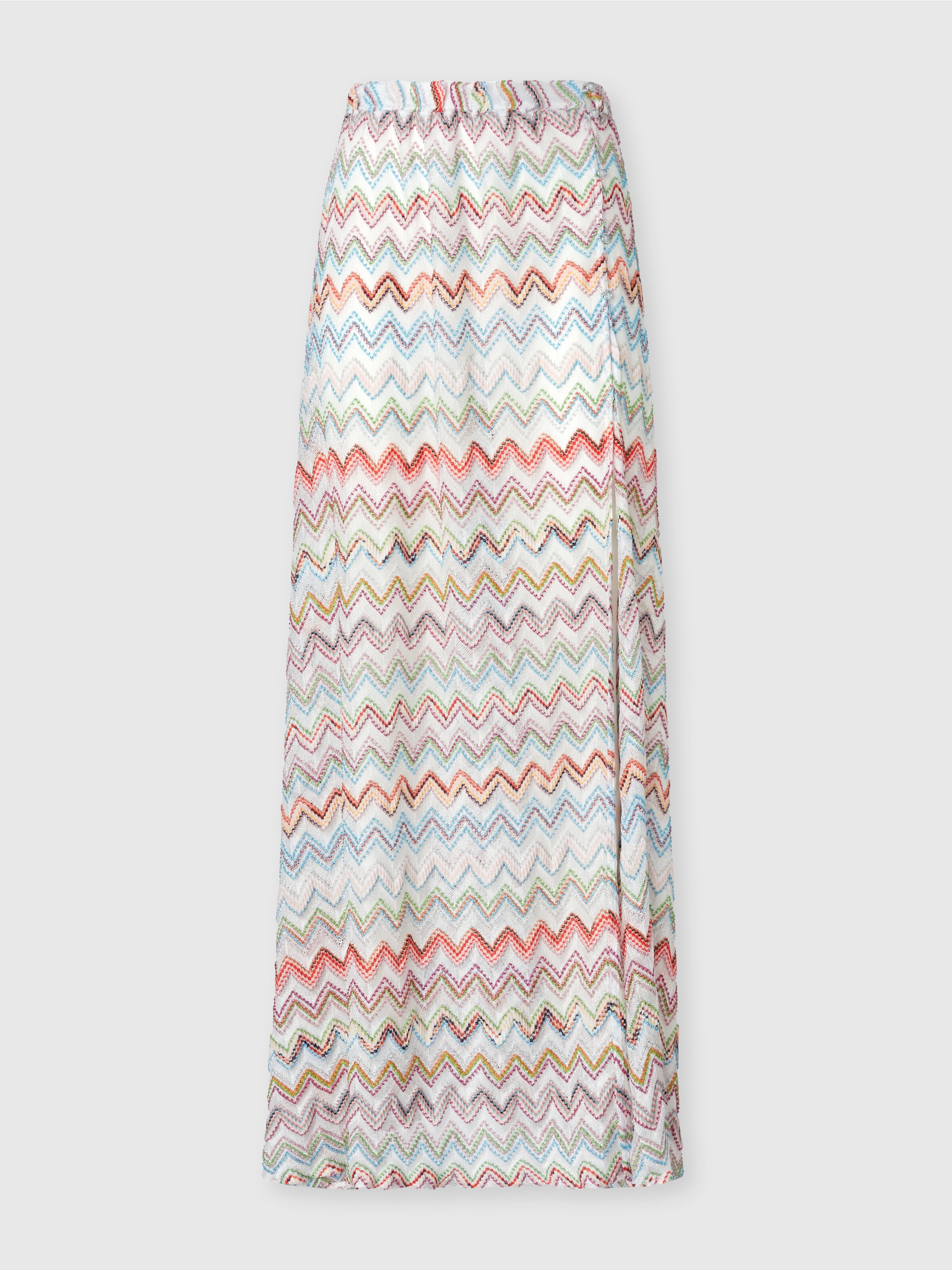 Gonna copricostume lunga con zig zag lamé 3D e spacco, Multicolore  - 0