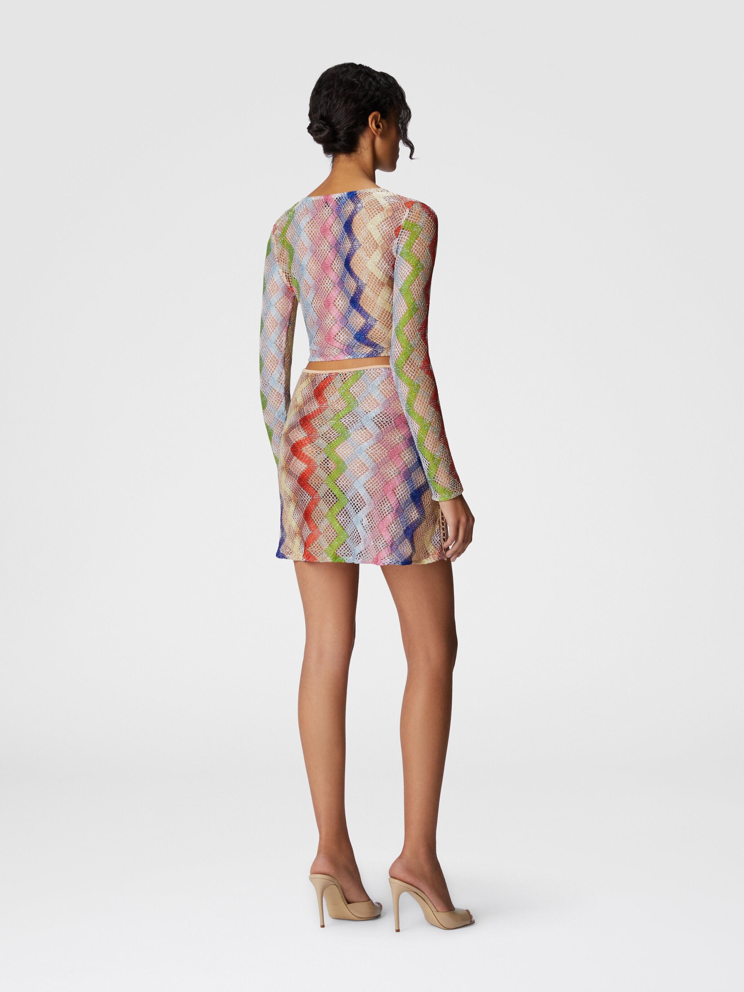 Falda corta de mezcla de viscosa y lamé, Multicolor  - 2