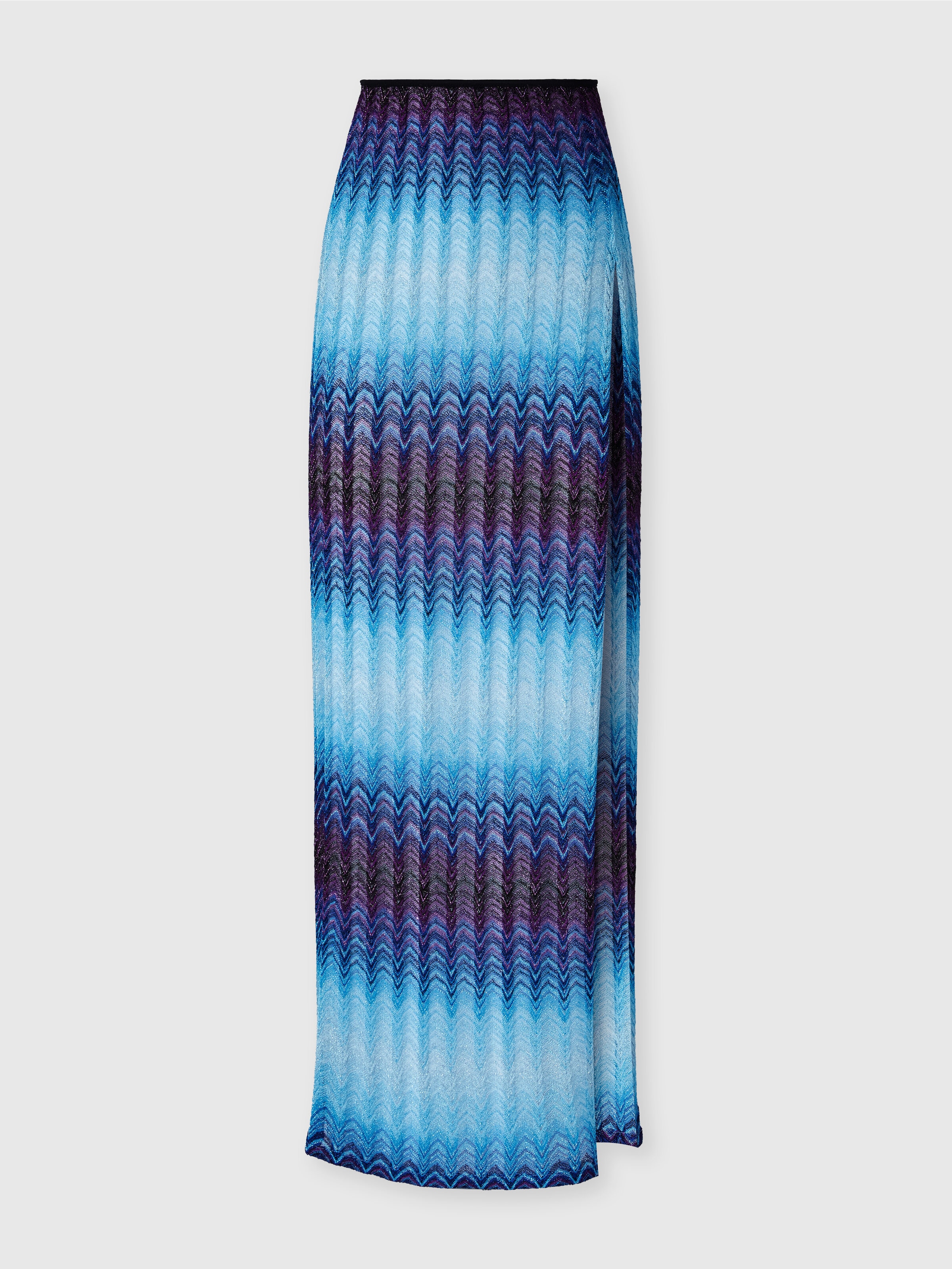 Gonna lunga con spacco laterale, Blu - 0